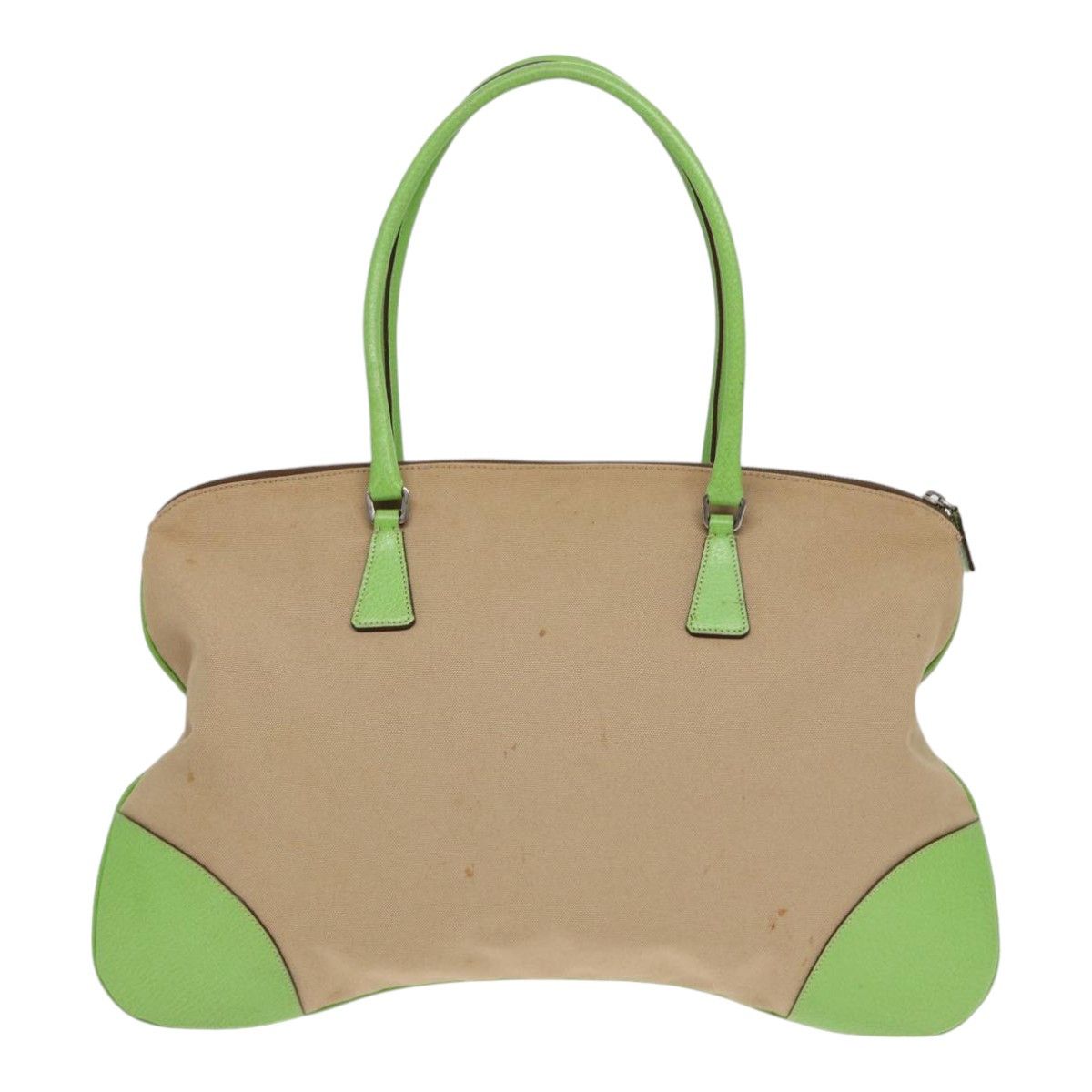 Prada Bowling Beige Canvas Shoulder Bag (Pre-Owned) Size ONE SIZE - 3 Thumbnail