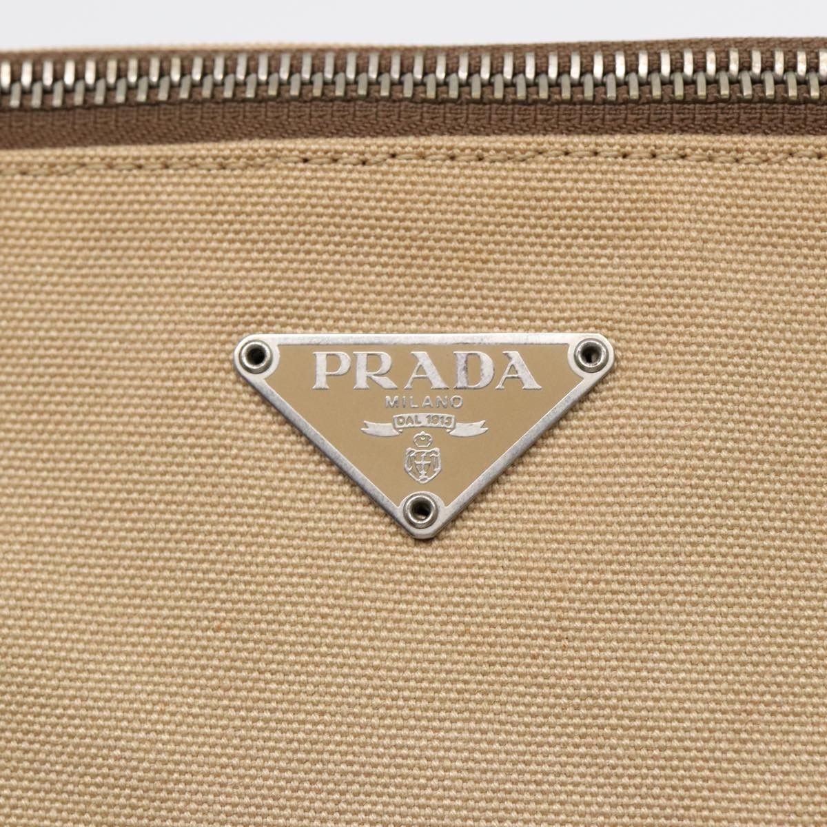 Prada Bowling Beige Canvas Shoulder Bag (Pre-Owned) Size ONE SIZE - 14 Thumbnail