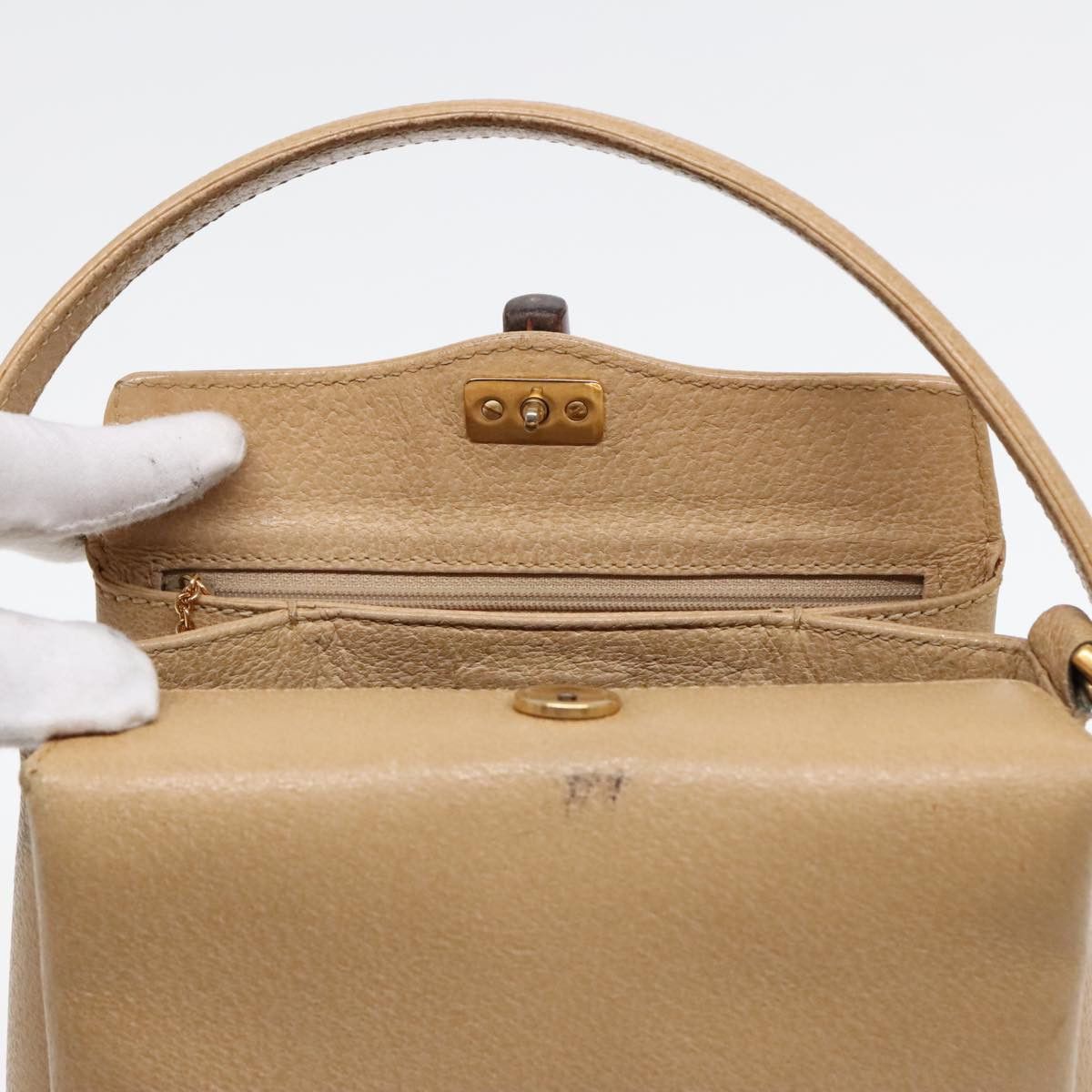 Gucci Bamboo Beige Leather Handbag (Pre-Owned) Size ONE SIZE - 10 Thumbnail