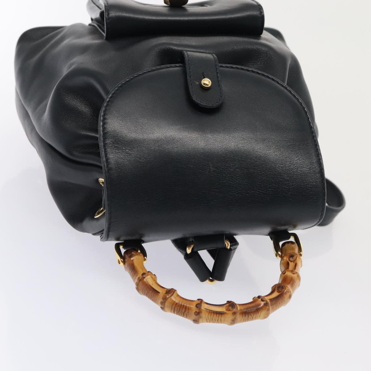 Gucci Bamboo Navy Leather Backpack Bag (Pre-Owned) Size ONE SIZE - 14 Thumbnail