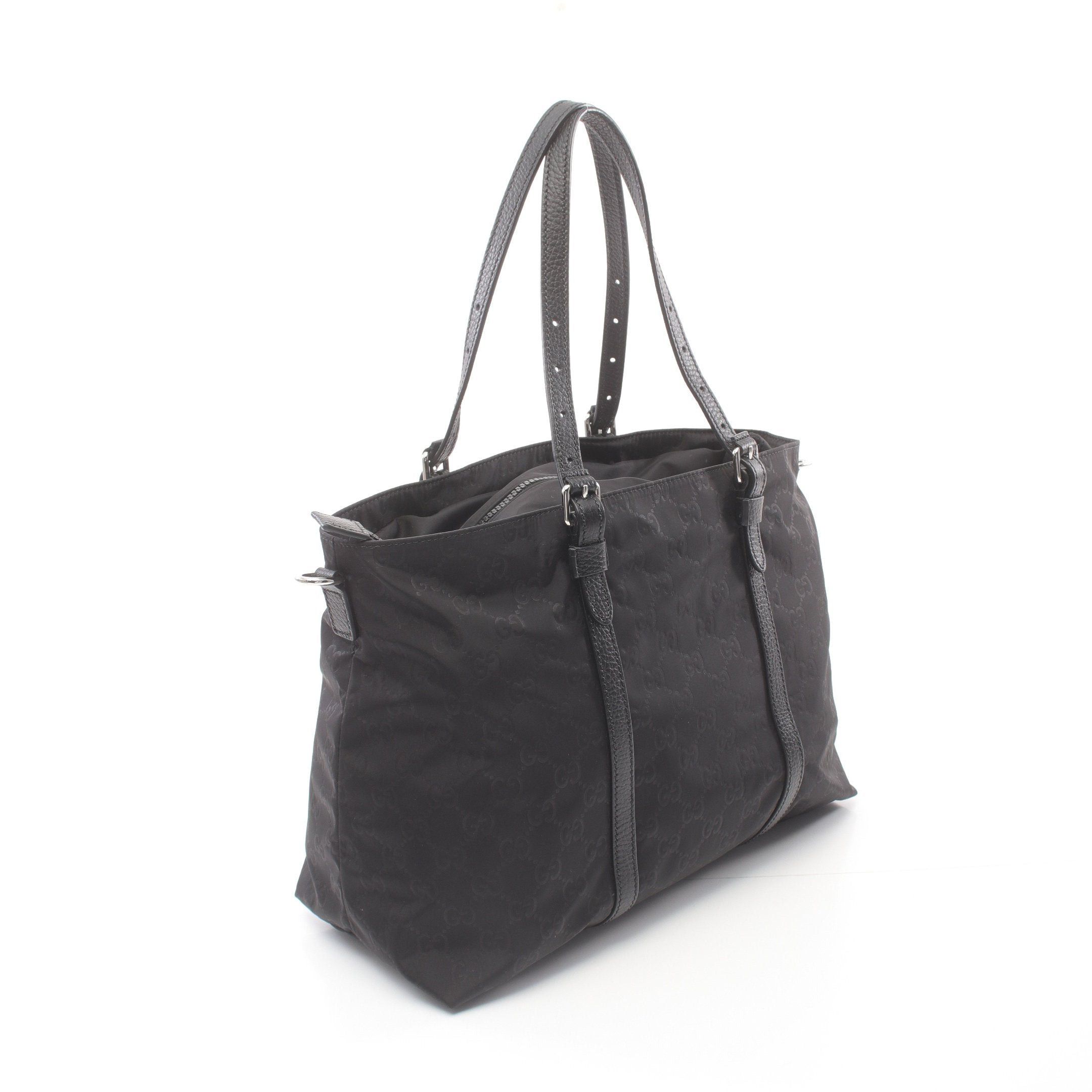 Gucci Gucci Gg Pattern Handbag Tote Bag Nylon Leather Black Size ONE SIZE - 2 Thumbnail