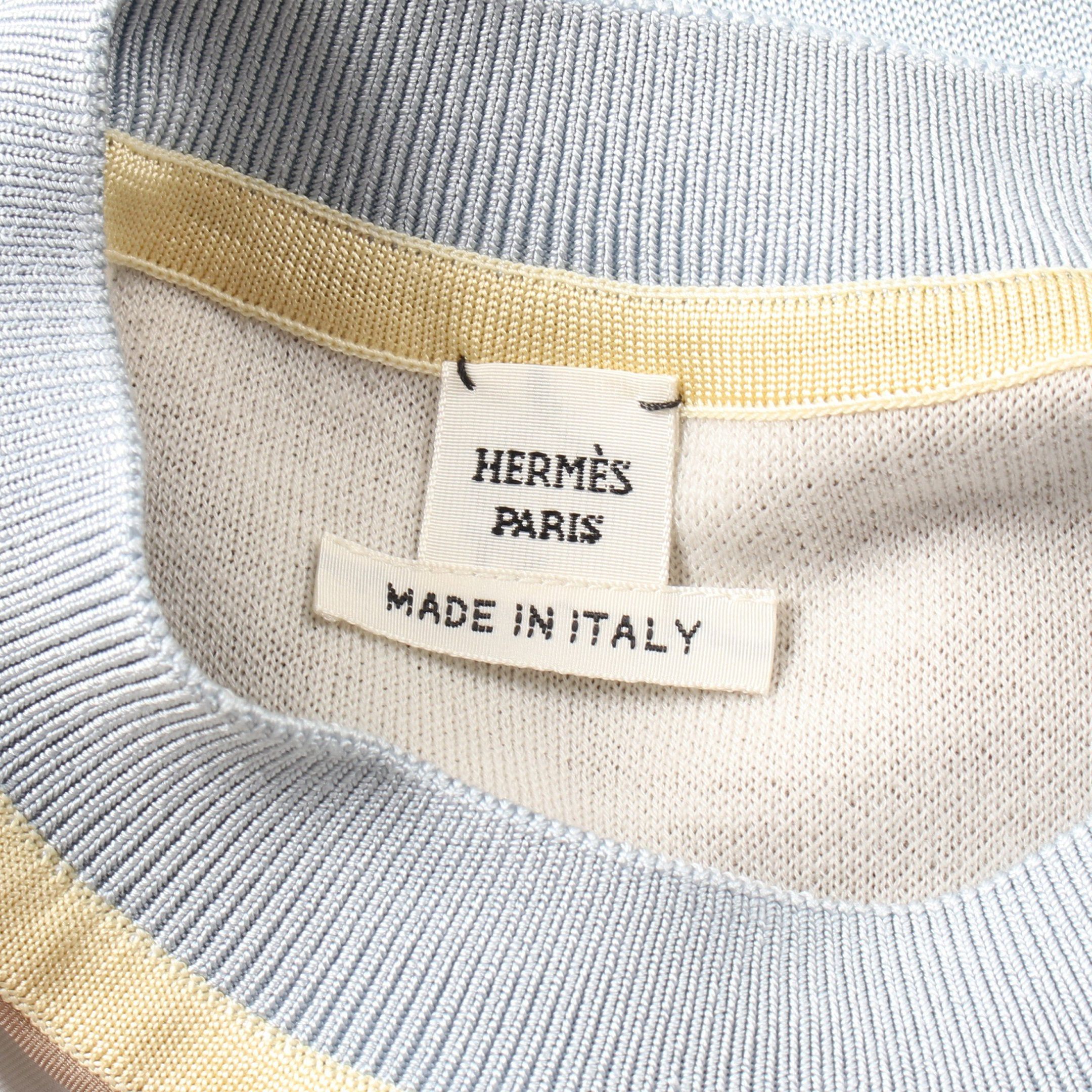 Hermes Hermes Twill Laine One Piece Silk Wool Light Blue Multicolor Size ONE SIZE - 3 Thumbnail
