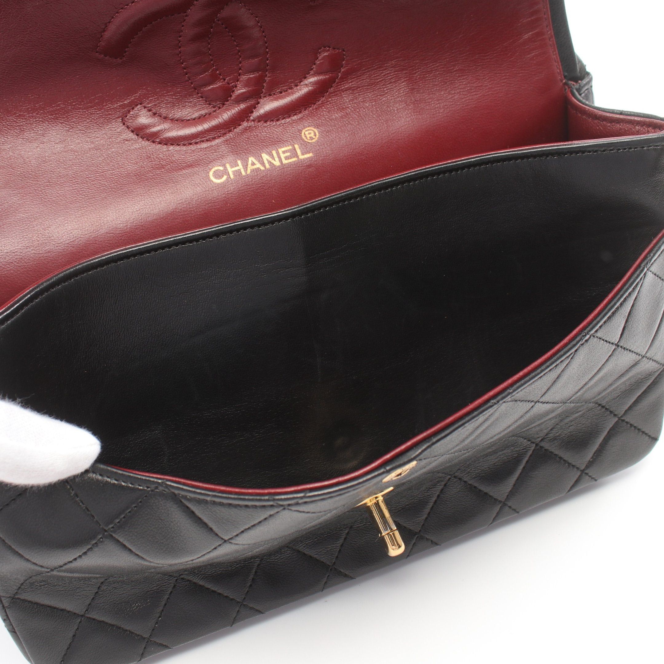 Chanel Chanel Matelasse Double Flap Chain Shoulder Bag Lambskin Black Gold Hardware Size ONE SIZE - 9 Thumbnail