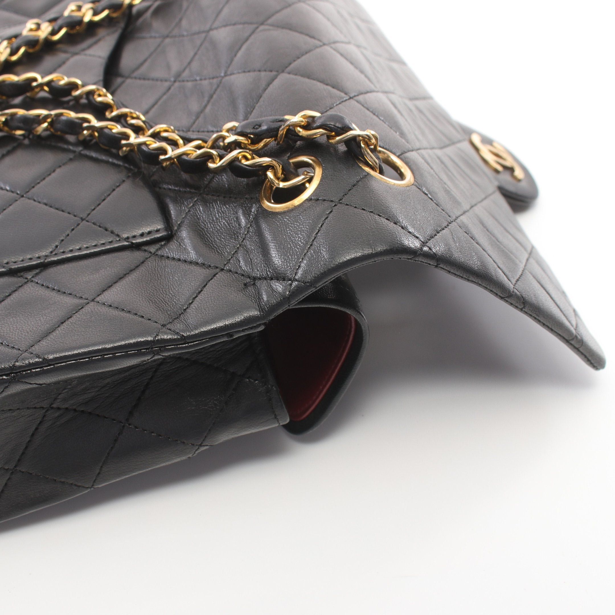 Chanel Chanel Matelasse Double Flap Chain Shoulder Bag Lambskin Black Gold Hardware Size ONE SIZE - 7 Thumbnail