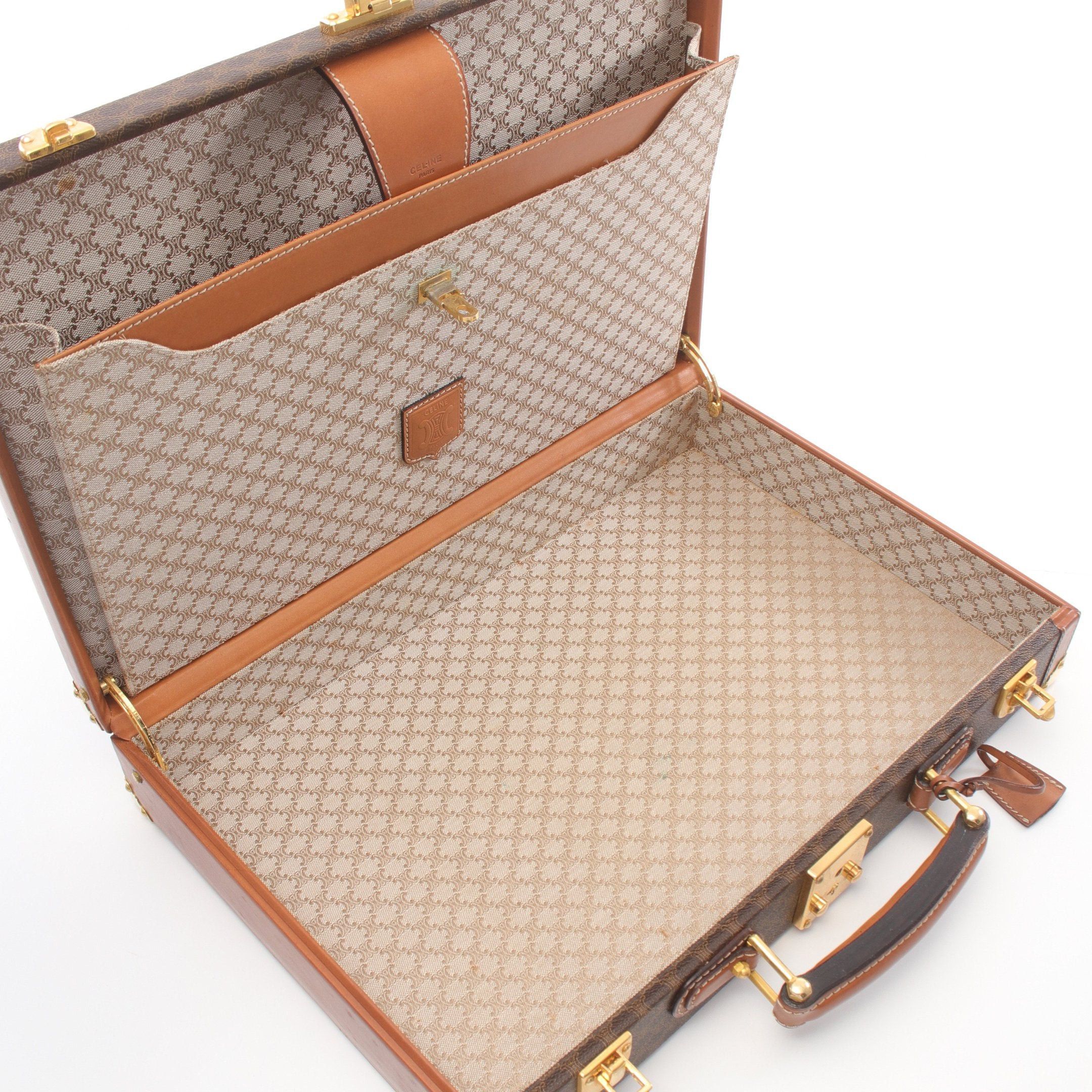 Celine Celine Macadam Attache Case Business Bag Leather Dark Brown Size ONE SIZE - 3 Thumbnail