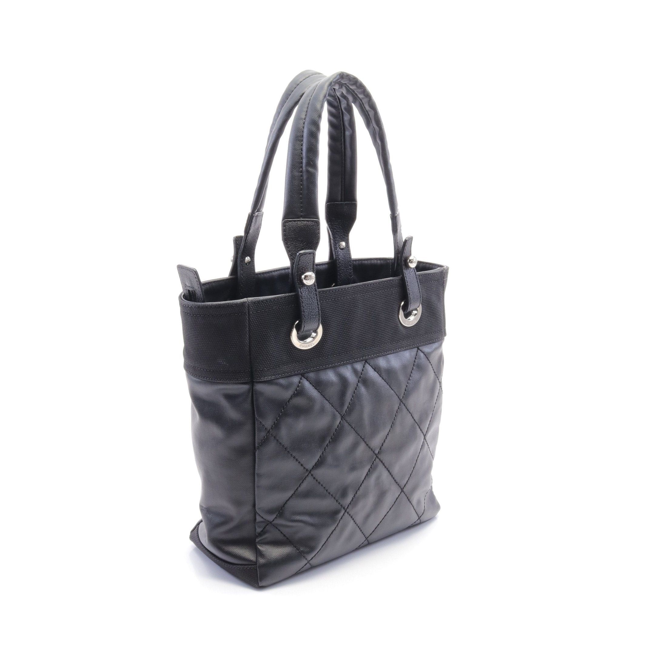 Chanel Chanel Paris Biarritz Pm Handbag Tote Bag Coated Canvas Leather Black Silver Hardware Size ONE SIZE - 2 Thumbnail