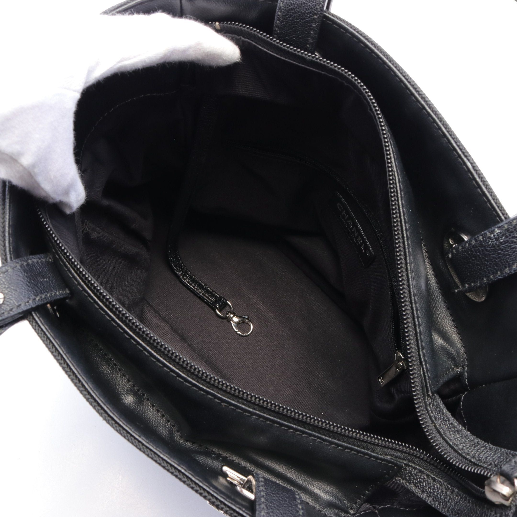 Chanel Chanel Paris Biarritz Pm Handbag Tote Bag Coated Canvas Leather Black Silver Hardware Size ONE SIZE - 3 Thumbnail
