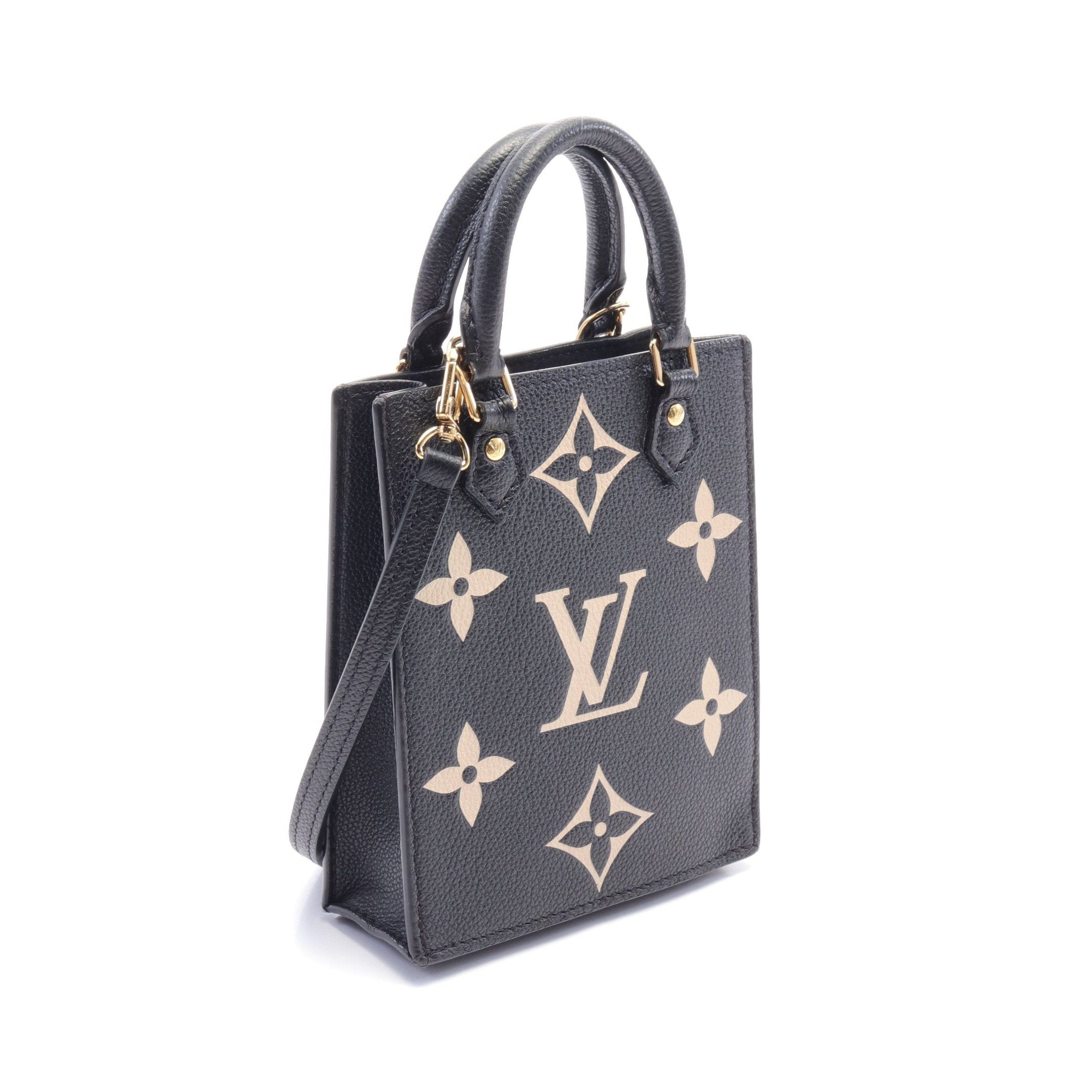 Louis Vuitton Louis Vuitton Petite Sac Plat Bicolor Monogram Empreinte Handbag Leather Black Beige Size ONE SIZE - 2 Thumbnail
