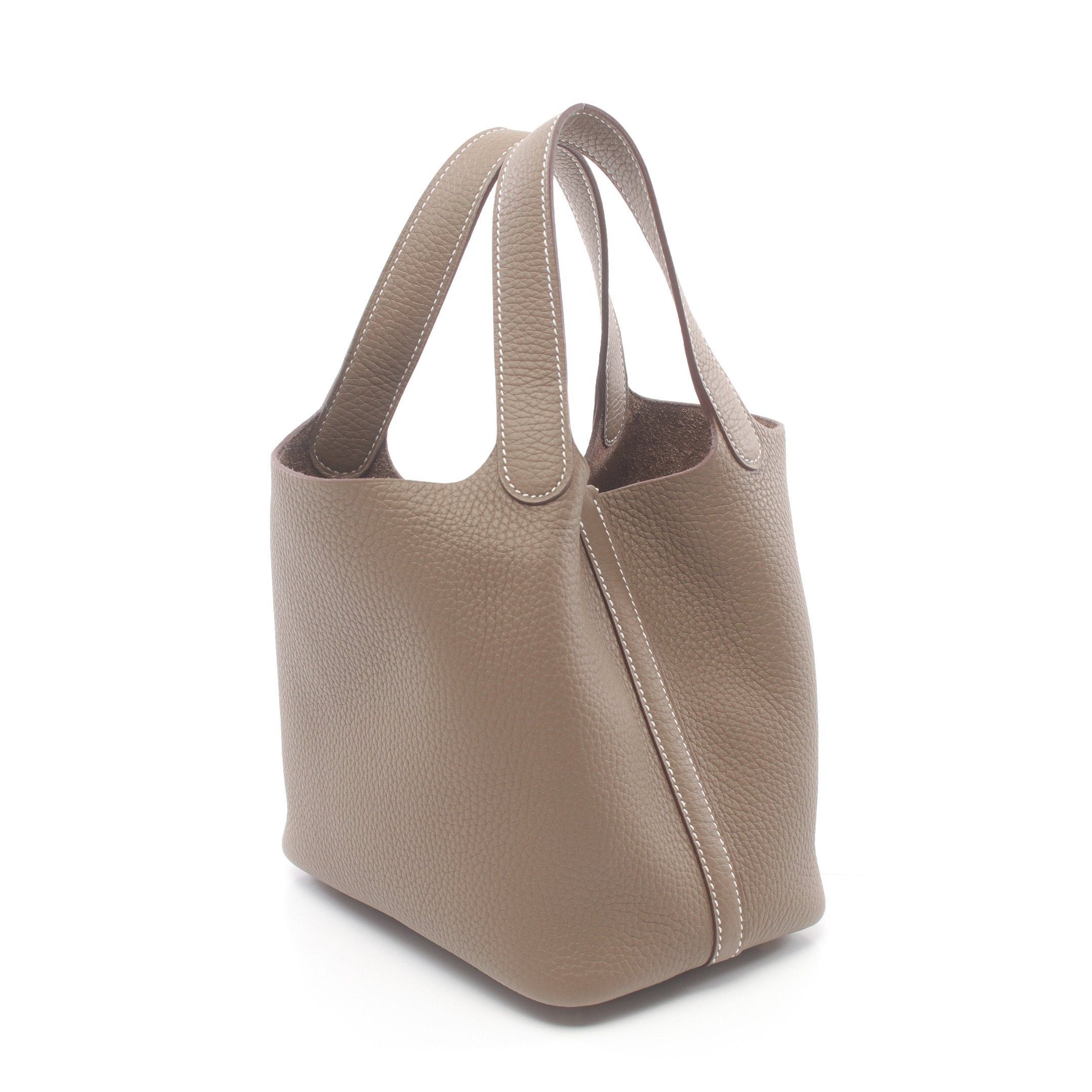 Hermes Hermes Picotan Lock Pm Etoupe Handbag Clemence Leather Gray Brown Gold Hardware Double Engraved Size ONE SIZE - 2 Thumbnail