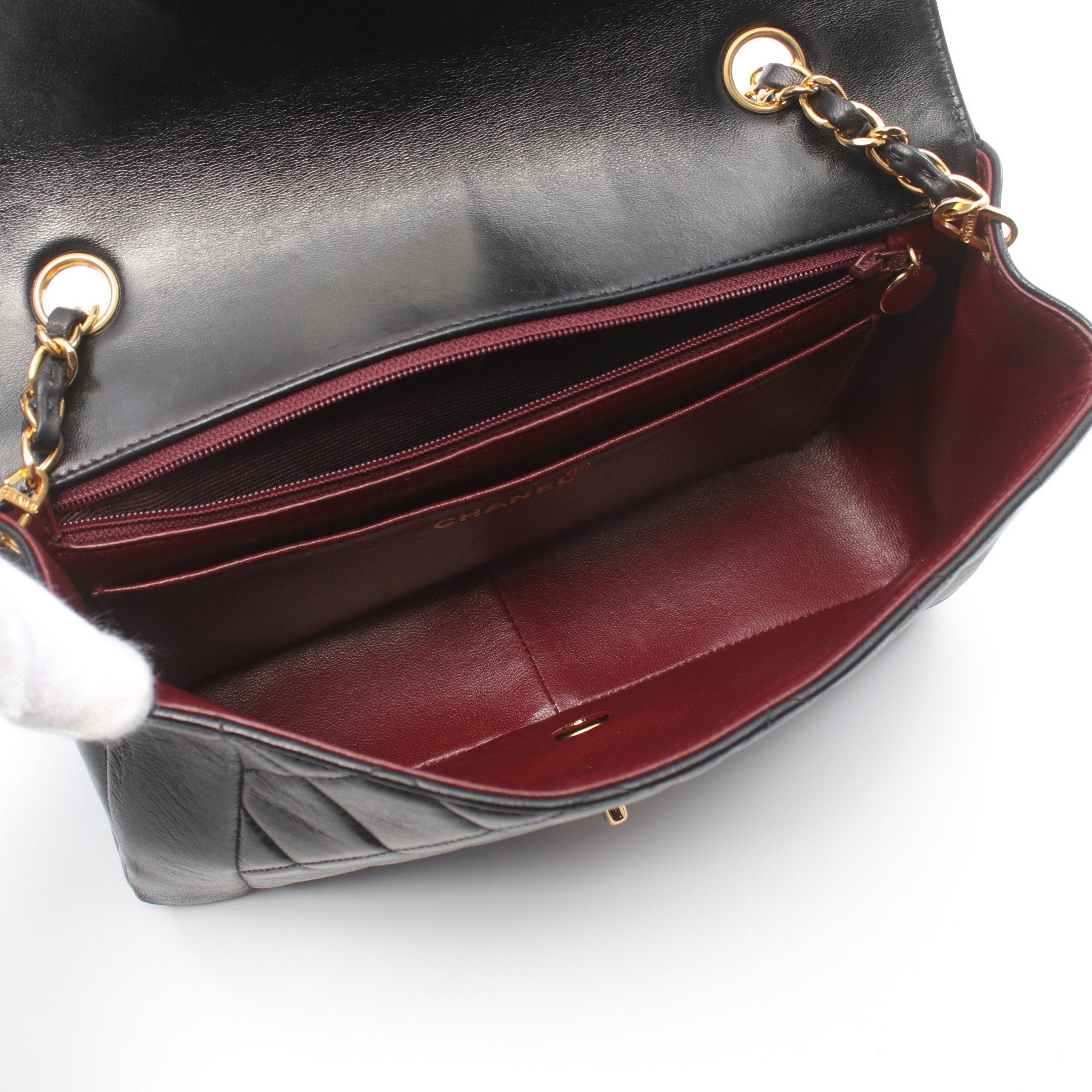 Chanel Chanel Matelasse Diana Flap Chain Shoulder Bag Lambskin Black Gold Hardware Size ONE SIZE - 3 Thumbnail