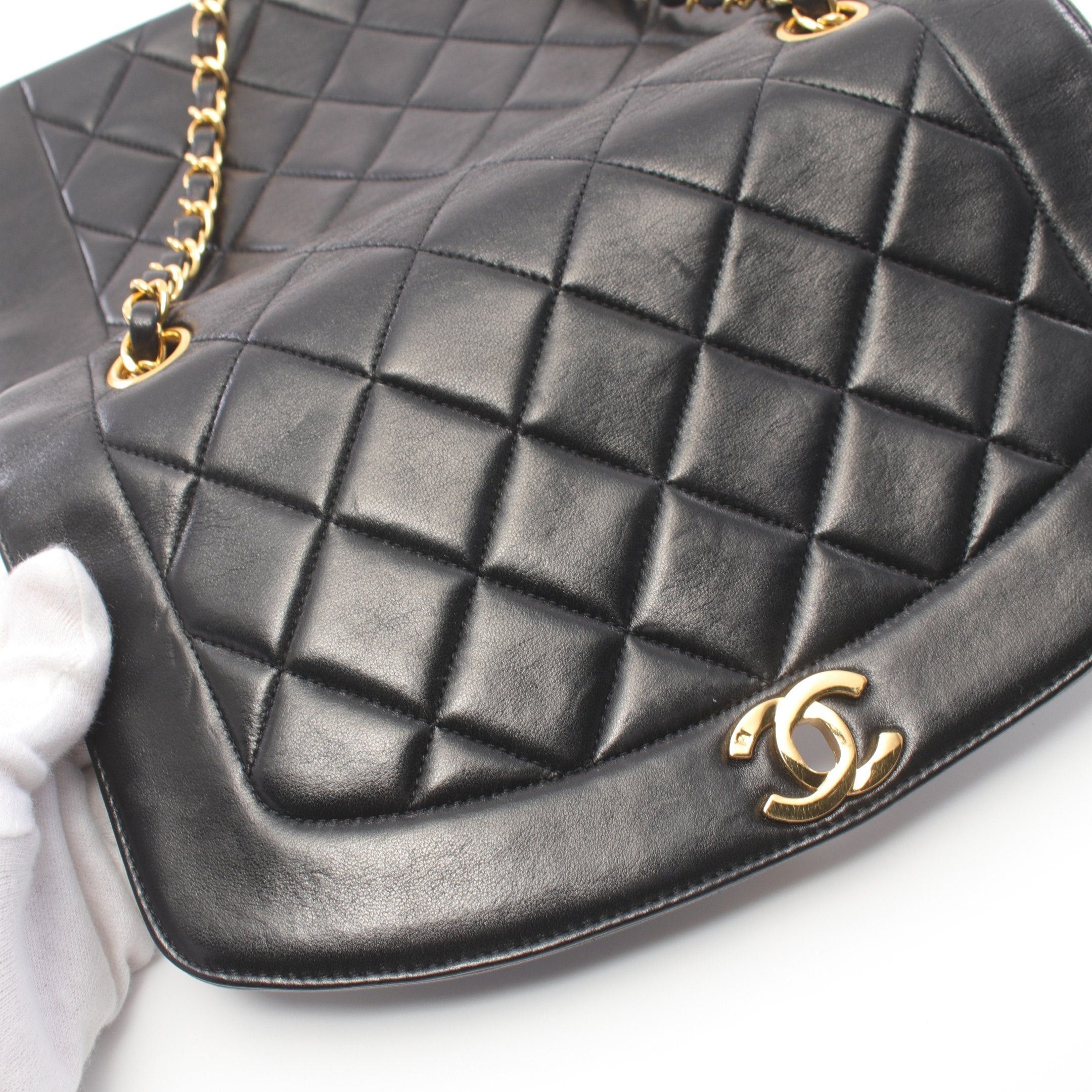 Chanel Chanel Matelasse Diana Flap Chain Shoulder Bag Lambskin Black Gold Hardware Size ONE SIZE - 12 Thumbnail