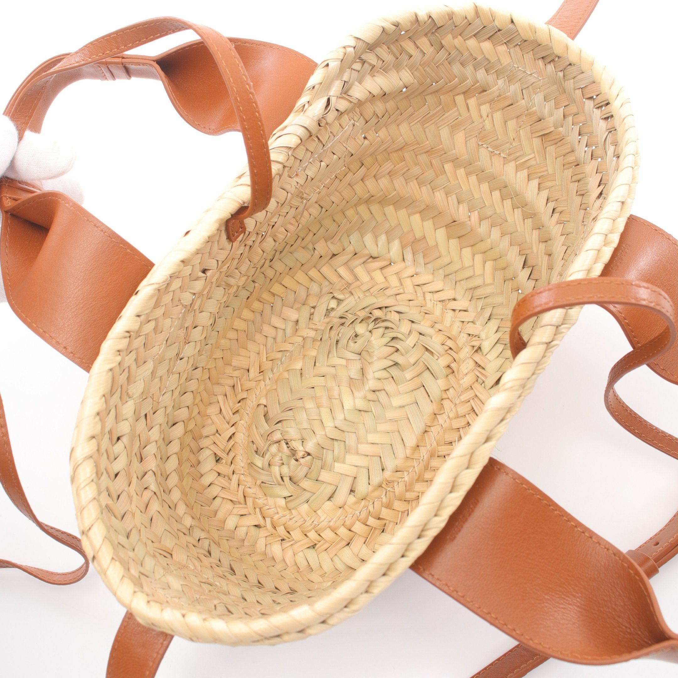 Chloe Chloe Sense Small Basket Bag Handbag Raffia Leather Beige Light Brown Size ONE SIZE - 3 Thumbnail