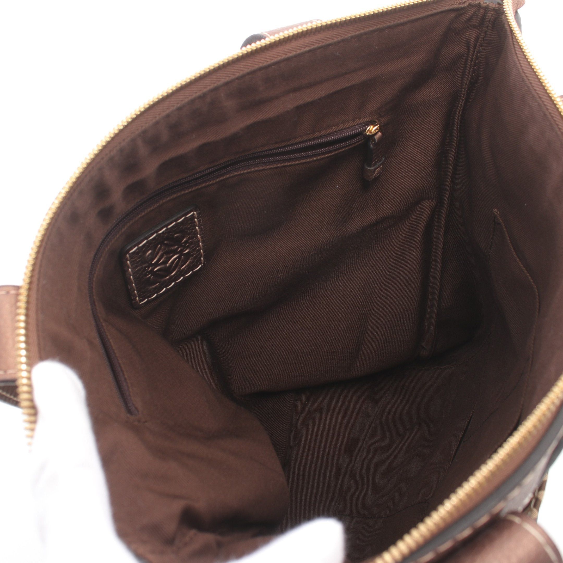 Loewe Loewe Anagram Shoulder Bag Tote Canvas Leather Beige Brown Size ONE SIZE - 3 Thumbnail