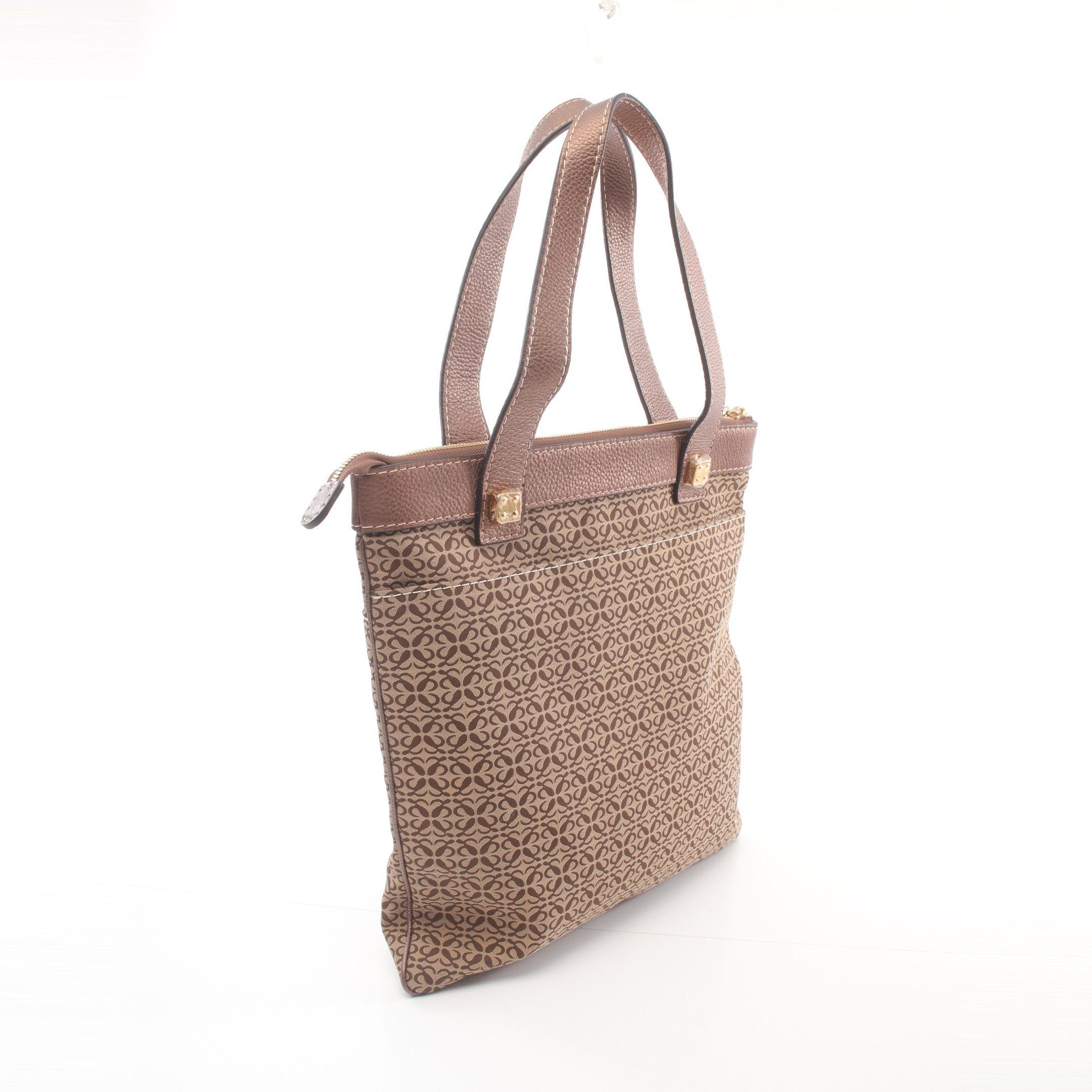 Loewe Loewe Anagram Shoulder Bag Tote Canvas Leather Beige Brown Size ONE SIZE - 2 Thumbnail