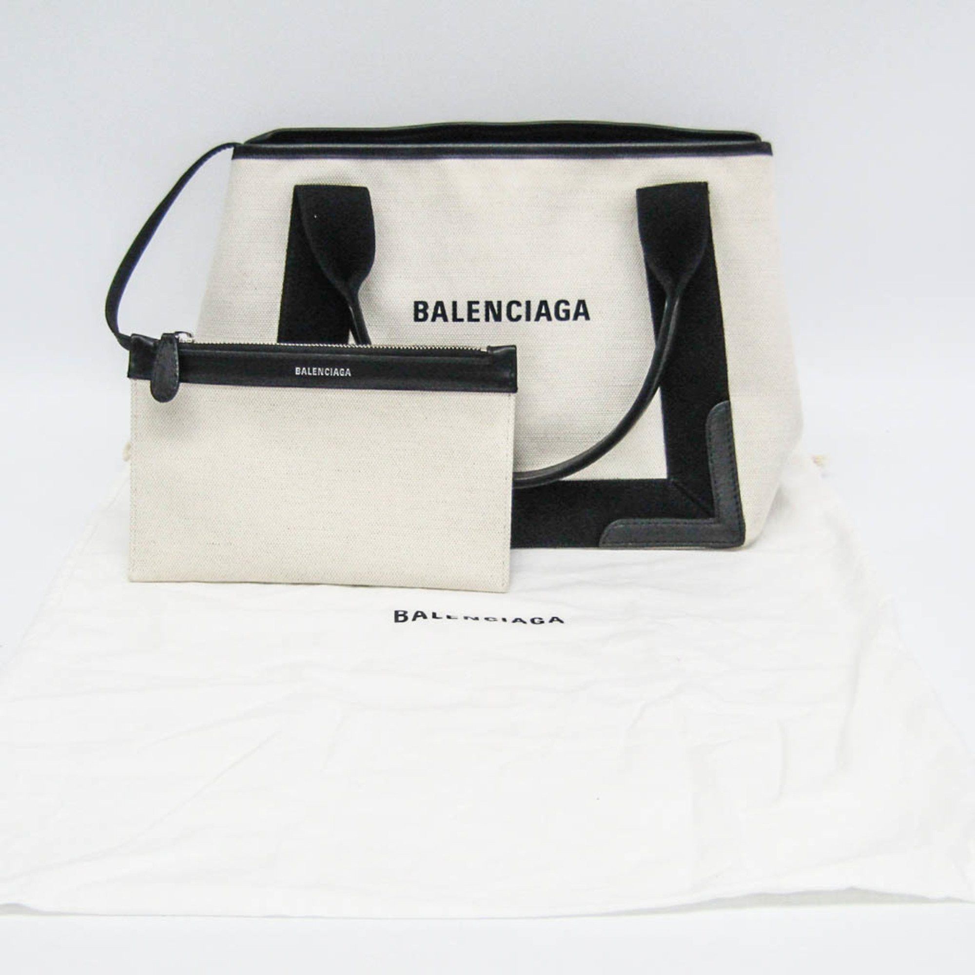 Balenciaga Navy Cabas White Canvas Handbag (Pre-Owned) Size ONE SIZE - 11 Thumbnail