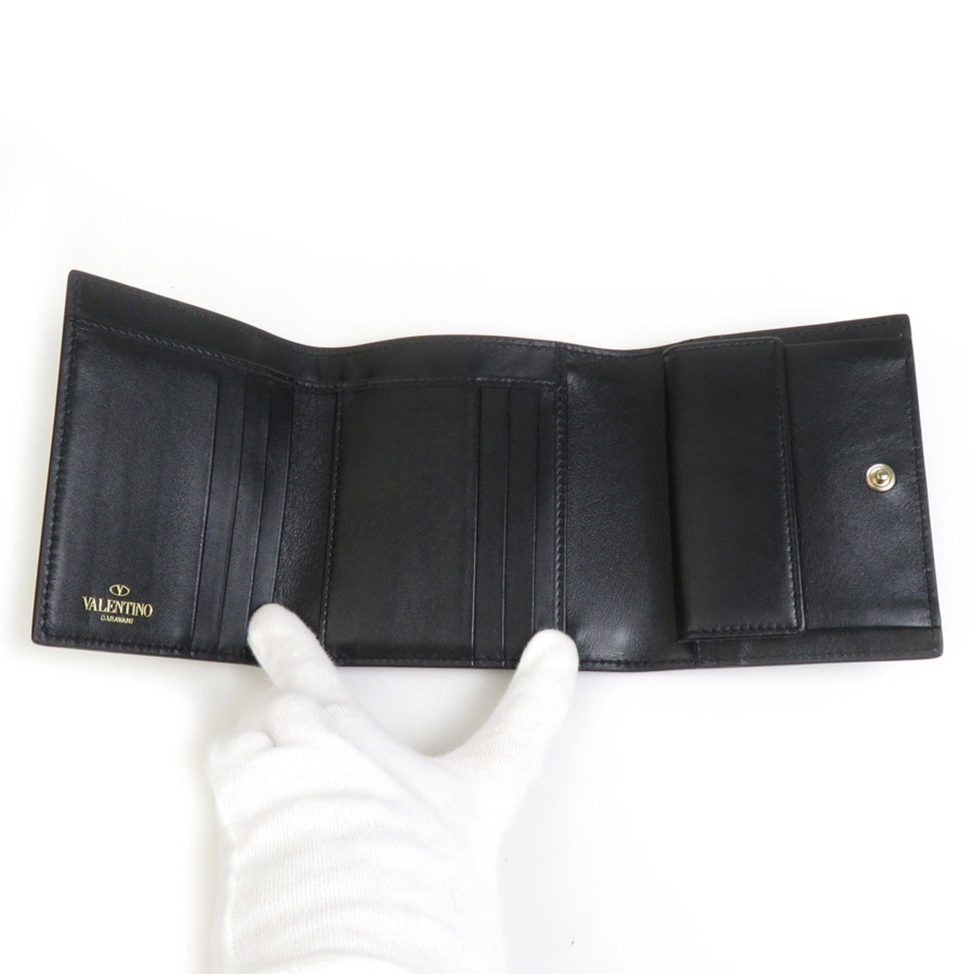 Valentino Valentino Garavani Tri-fold Wallet Leather Black Women's H30635G Size ONE SIZE - 3 Thumbnail