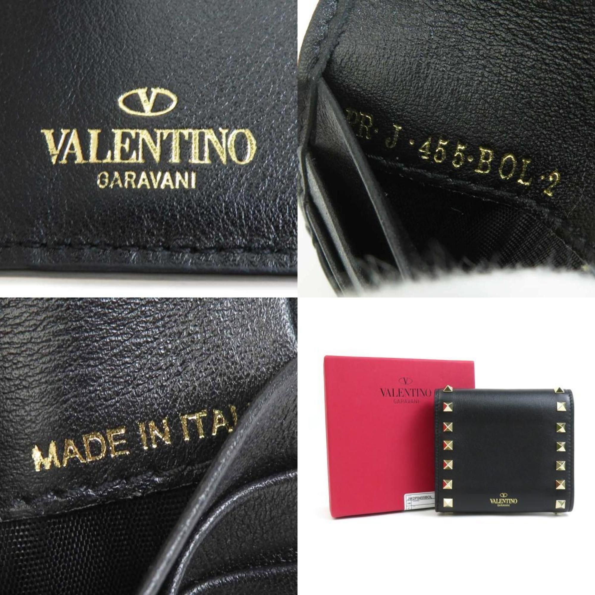 Valentino Valentino Garavani Tri-fold Wallet Leather Black Women's H30635G Size ONE SIZE - 5 Thumbnail