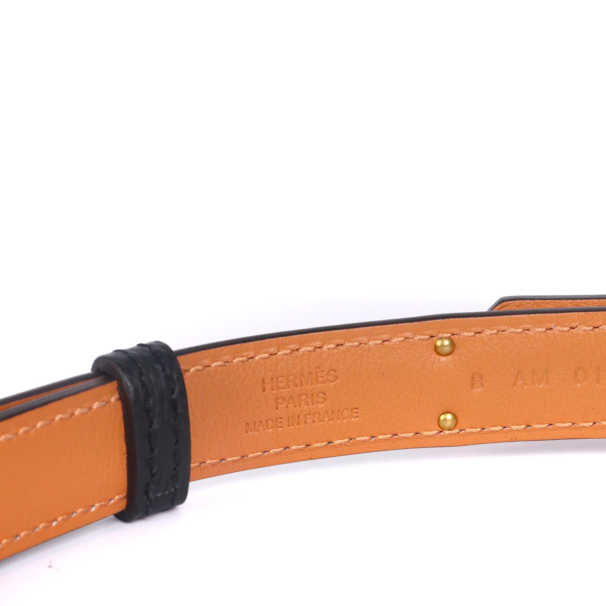 Hermes HERMÈS - Kelly 18 Hermès belt in black epsom leather with rose gold jewelry Size ONE SIZE - 5 Thumbnail