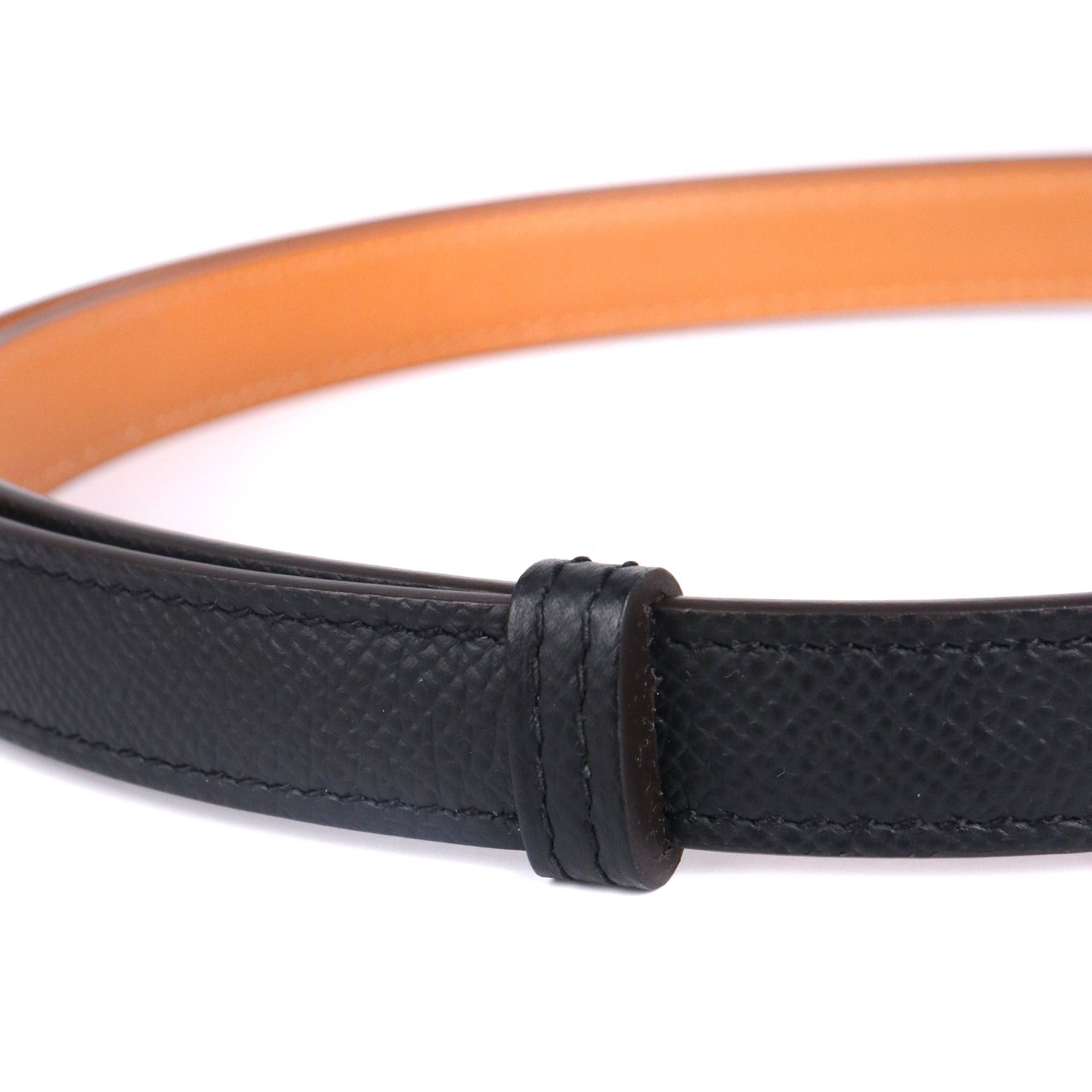 Hermes HERMÈS - Kelly 18 Hermès belt in black epsom leather with rose gold jewelry Size ONE SIZE - 4 Thumbnail