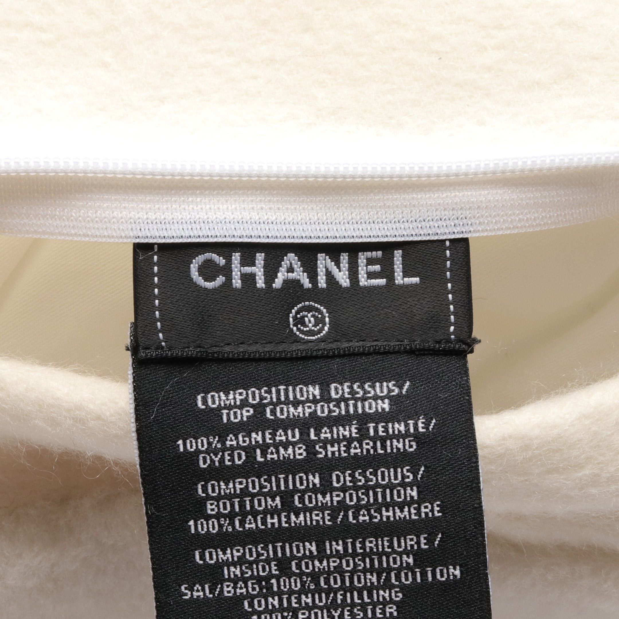Chanel Chanel Coco Mark Cushion Interior Mouton Cashmere Off White Black Size ONE SIZE - 3 Thumbnail