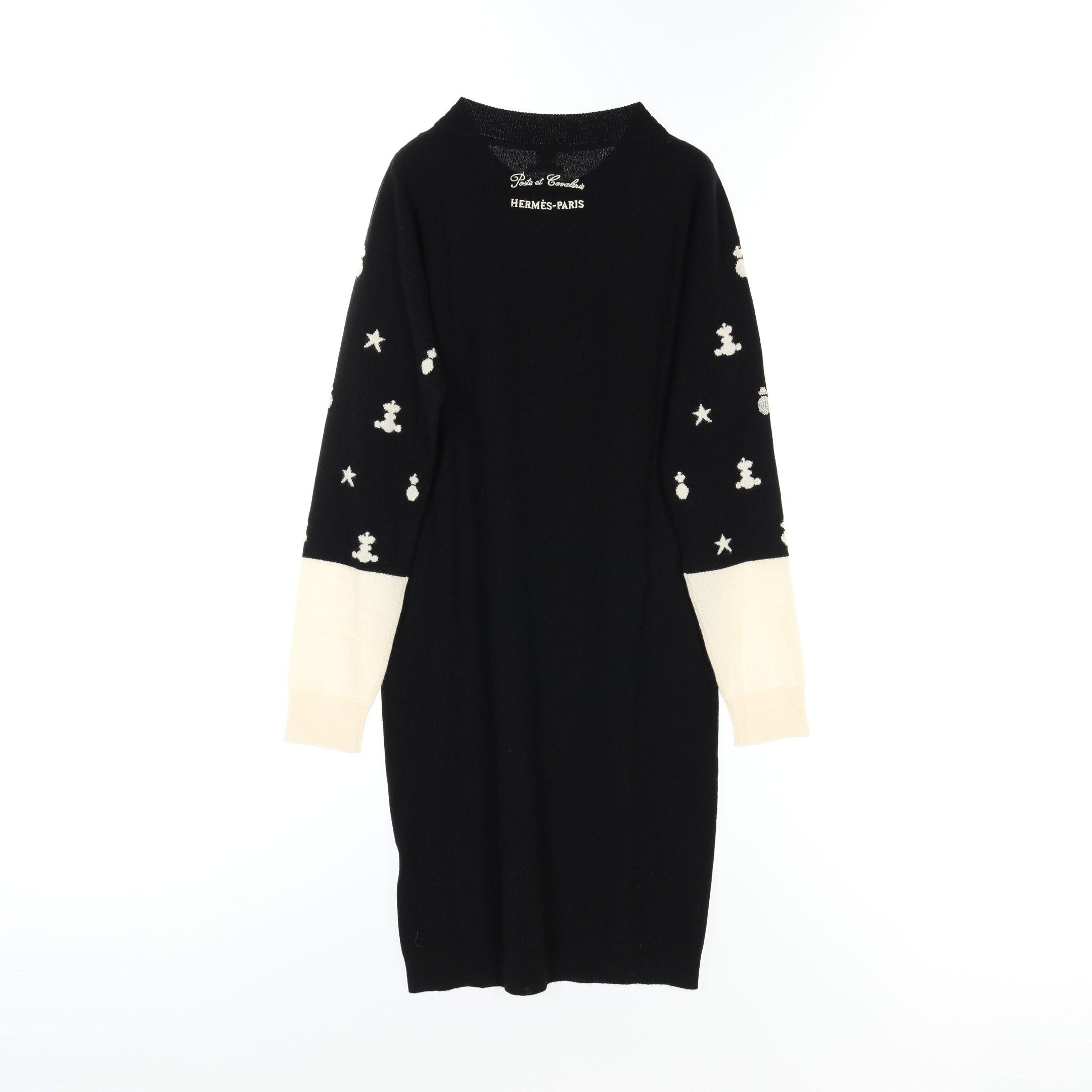 Hermes Hermes Poste Et Cavalerie Knit Dress Cashmere Black White Size ONE SIZE - 2 Thumbnail