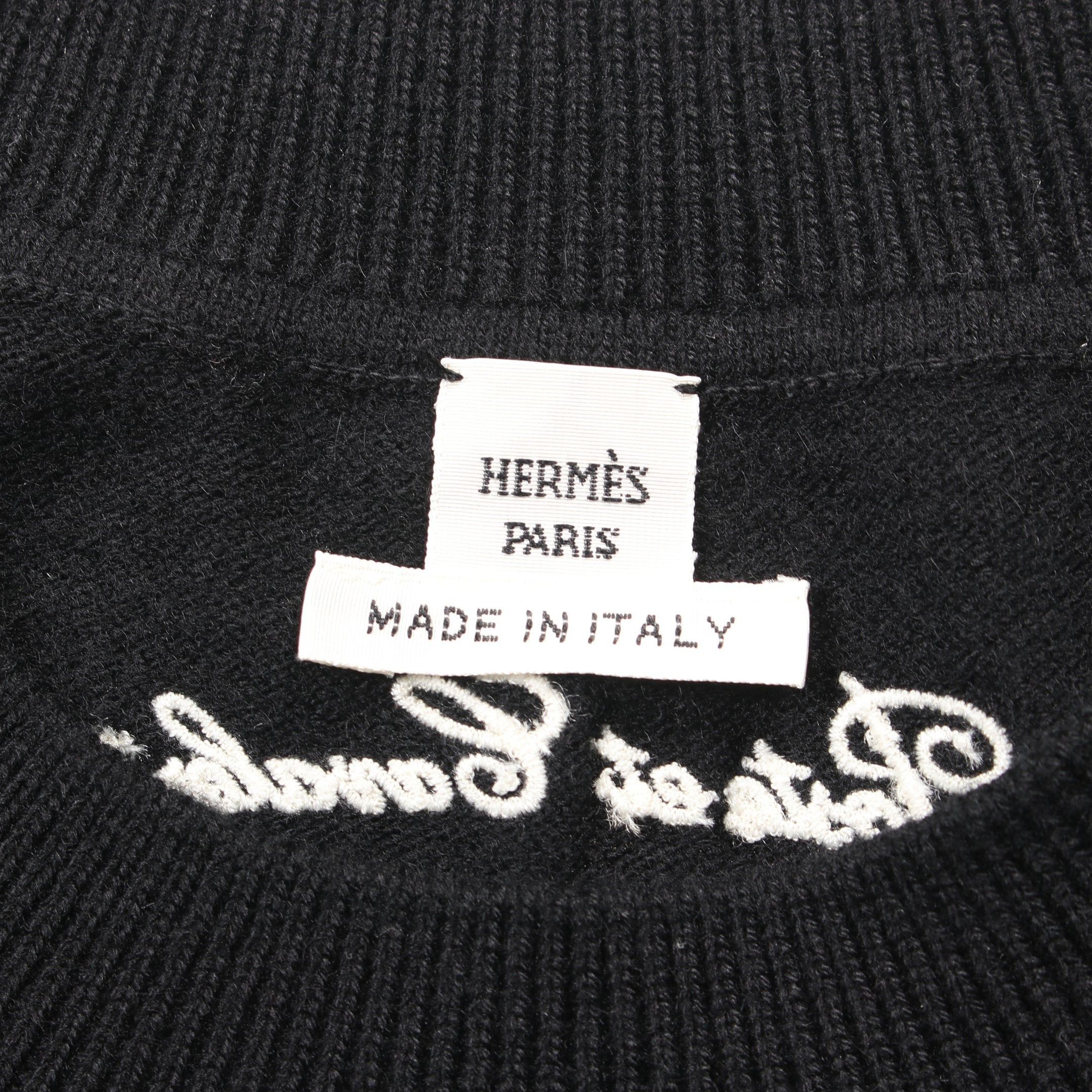 Hermes Hermes Poste Et Cavalerie Knit Dress Cashmere Black White Size ONE SIZE - 3 Thumbnail