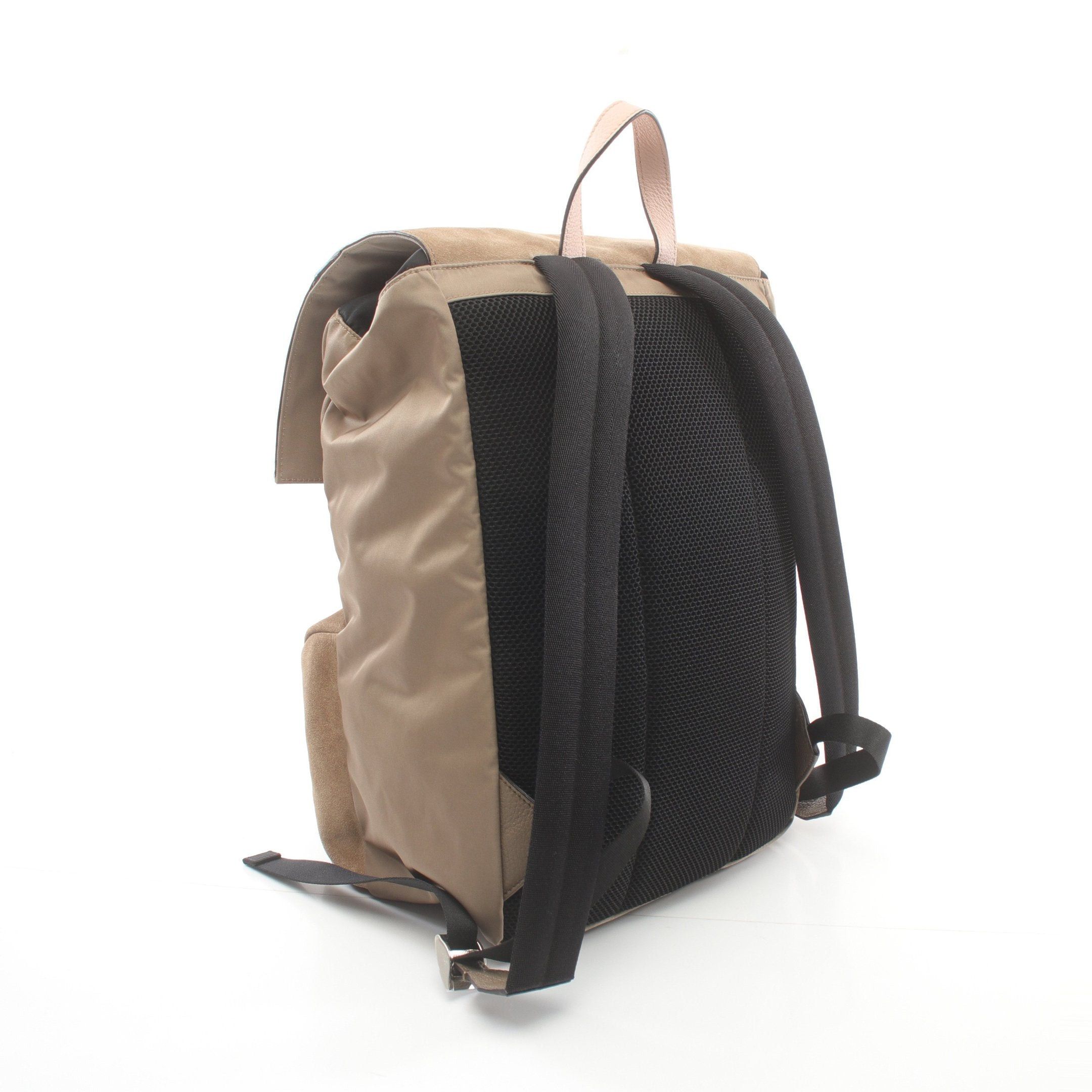 Fendi Fendi Ff Logo Backpack Rucksack Suede Nylon Leather Beige Size ONE SIZE - 2 Thumbnail