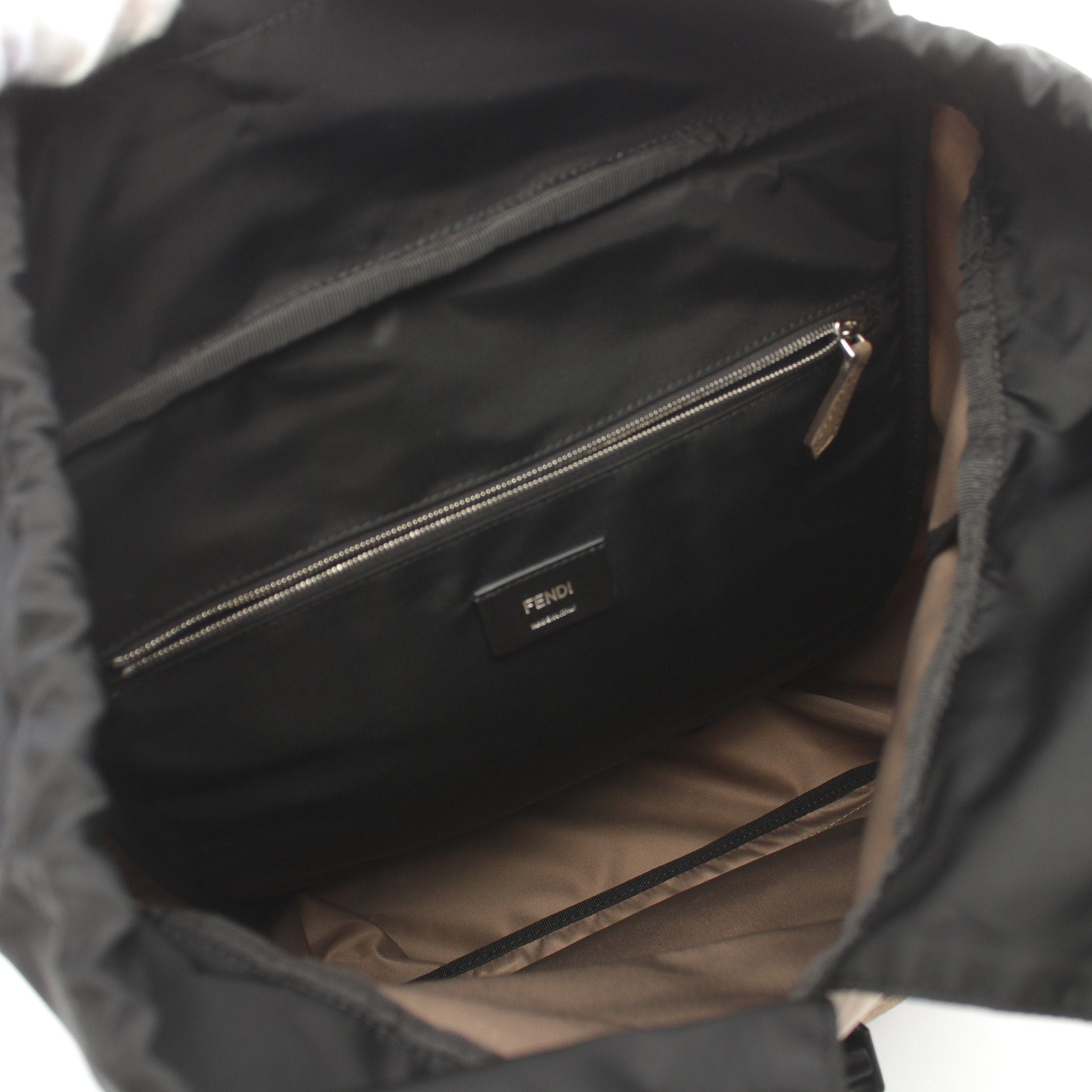 Fendi Fendi Ff Logo Backpack Rucksack Suede Nylon Leather Beige Size ONE SIZE - 3 Thumbnail