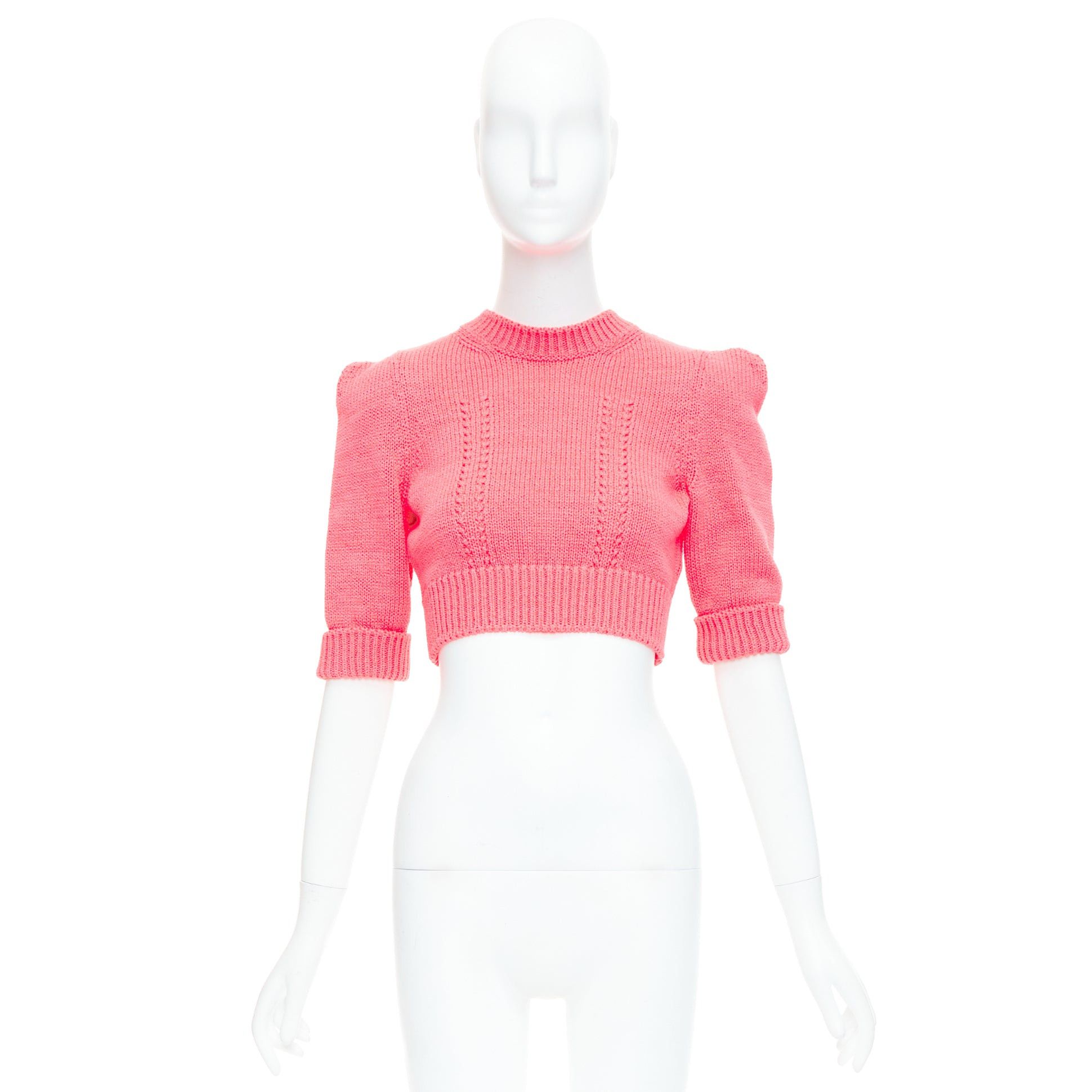 Chanel CHANEL 22S Runway pink cotton knit CC logo cropped sweater FR34 XS Grailed