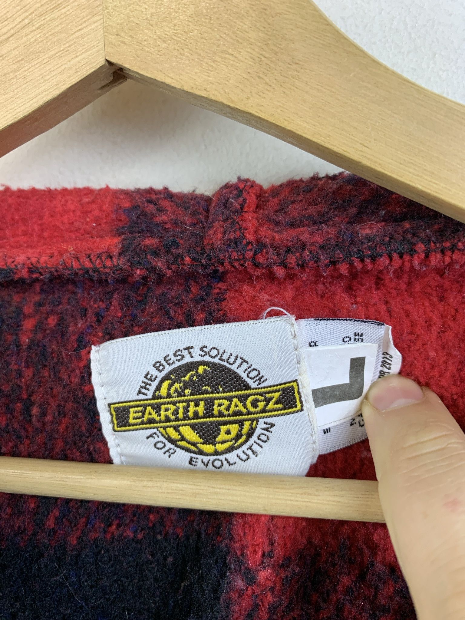 Flannel × Vintage Vintage 1990s Buffalo Plaid Red Black Check Earth Ragz Hoodie Size L Size US L / EU 52-54 / 3 - 2 Thumbnail