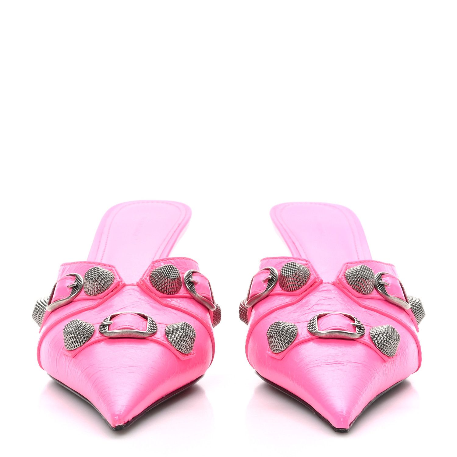 Balenciaga Balenciaga Agneau Arena Cagole 70mm Mules Fluo Pink Size US 5.5 / IT 35.5 - 2 Thumbnail