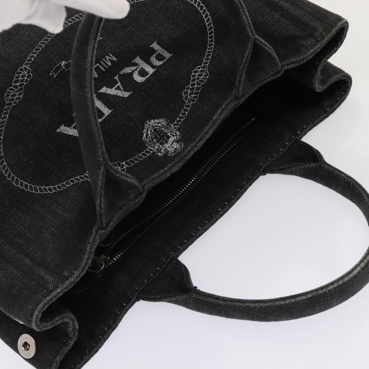 Prada Canapa Black Denim - Jeans Tote Bag (Pre-Owned) Size ONE SIZE - 17 Thumbnail