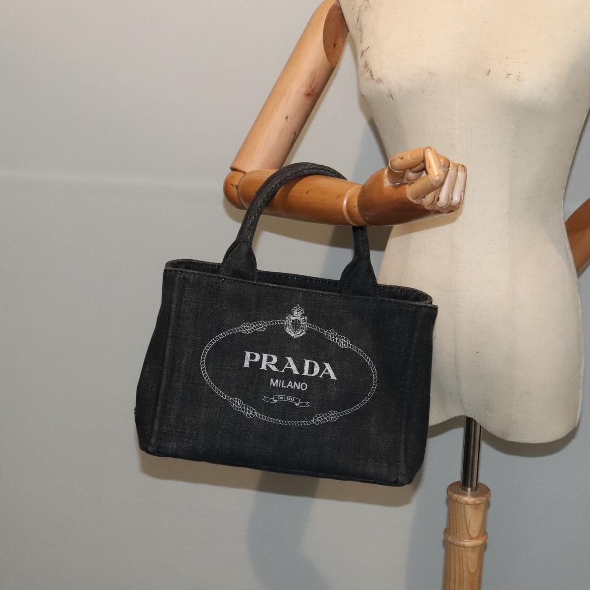 Prada Canapa Black Denim - Jeans Tote Bag (Pre-Owned) Size ONE SIZE - 15 Thumbnail