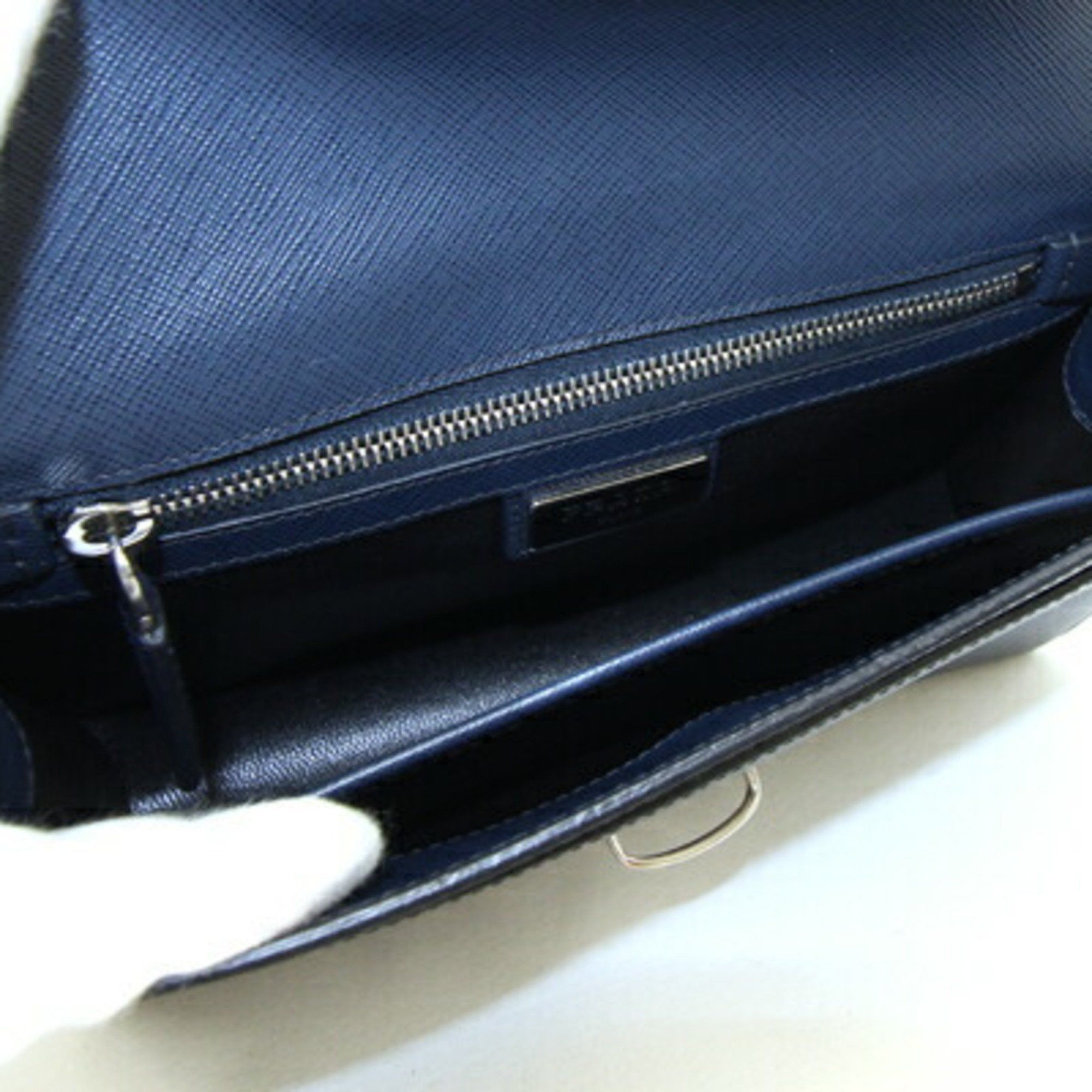 Prada Prada Clutch Bag VR0092 Navy Leather Second Men's PRADA Size ONE SIZE - 3 Thumbnail