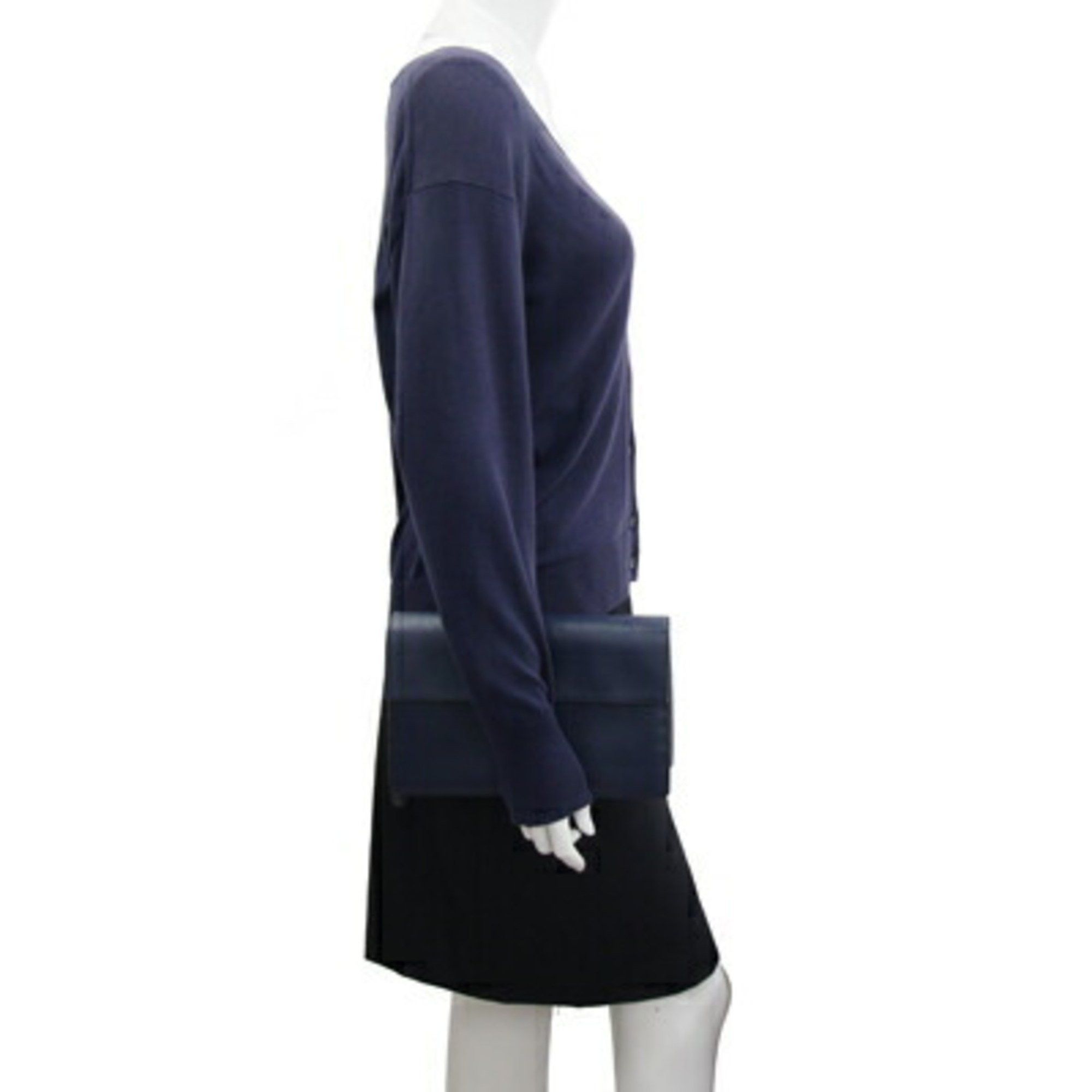 Prada Prada Clutch Bag VR0092 Navy Leather Second Men's PRADA Size ONE SIZE - 8 Thumbnail