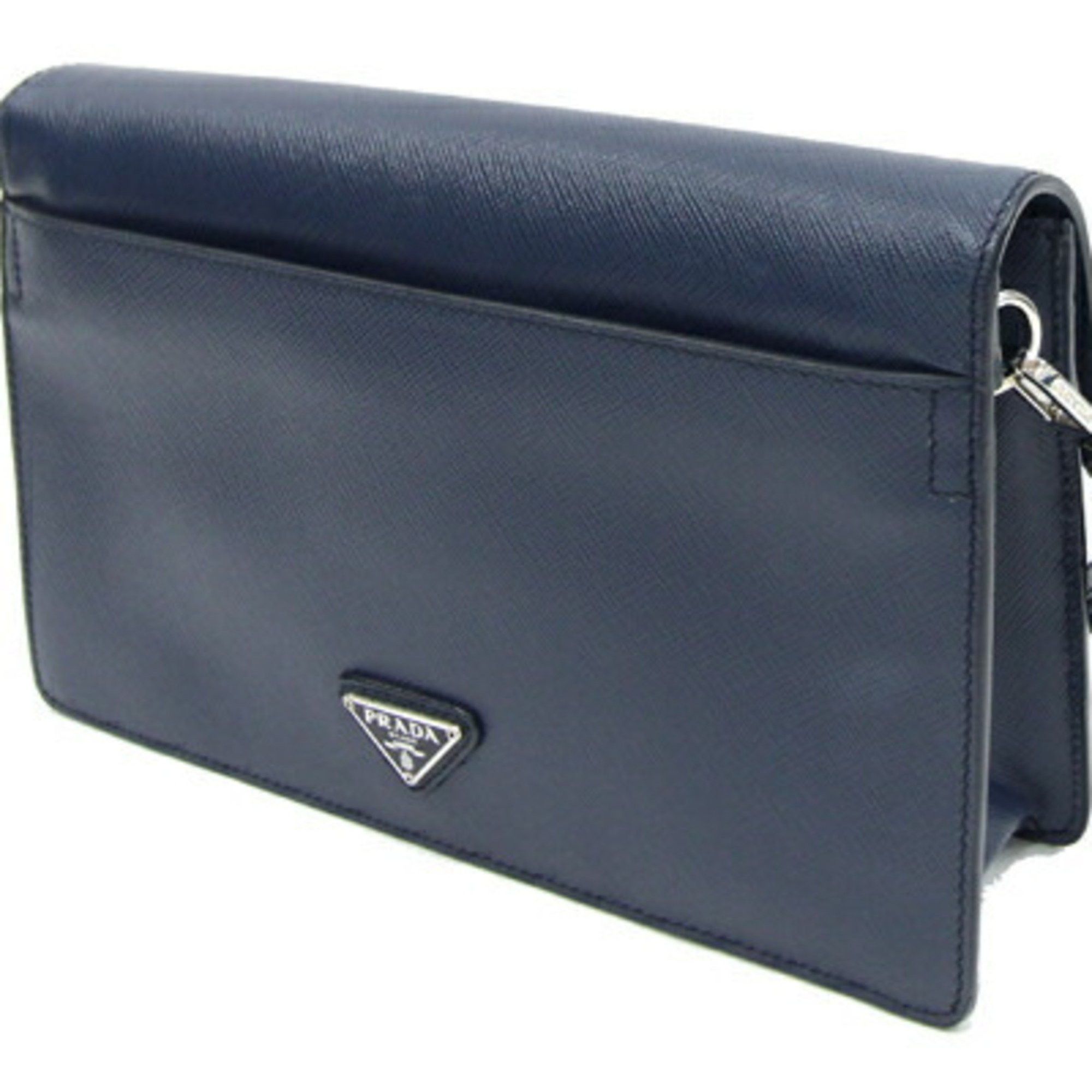 Prada Prada Clutch Bag VR0092 Navy Leather Second Men's PRADA Size ONE SIZE - 2 Thumbnail