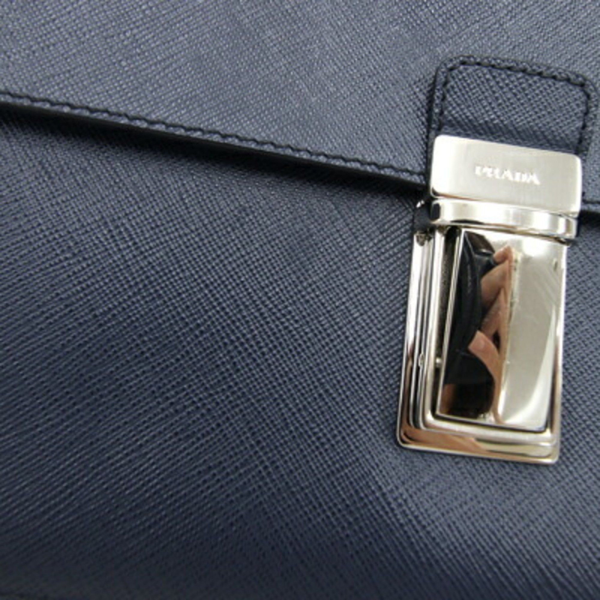 Prada Prada Clutch Bag VR0092 Navy Leather Second Men's PRADA Size ONE SIZE - 5 Thumbnail