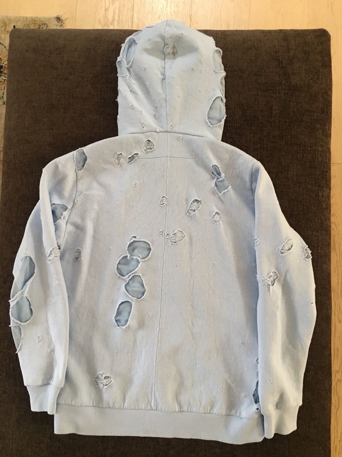 Givenchy distressed hoodie baby blue best sale