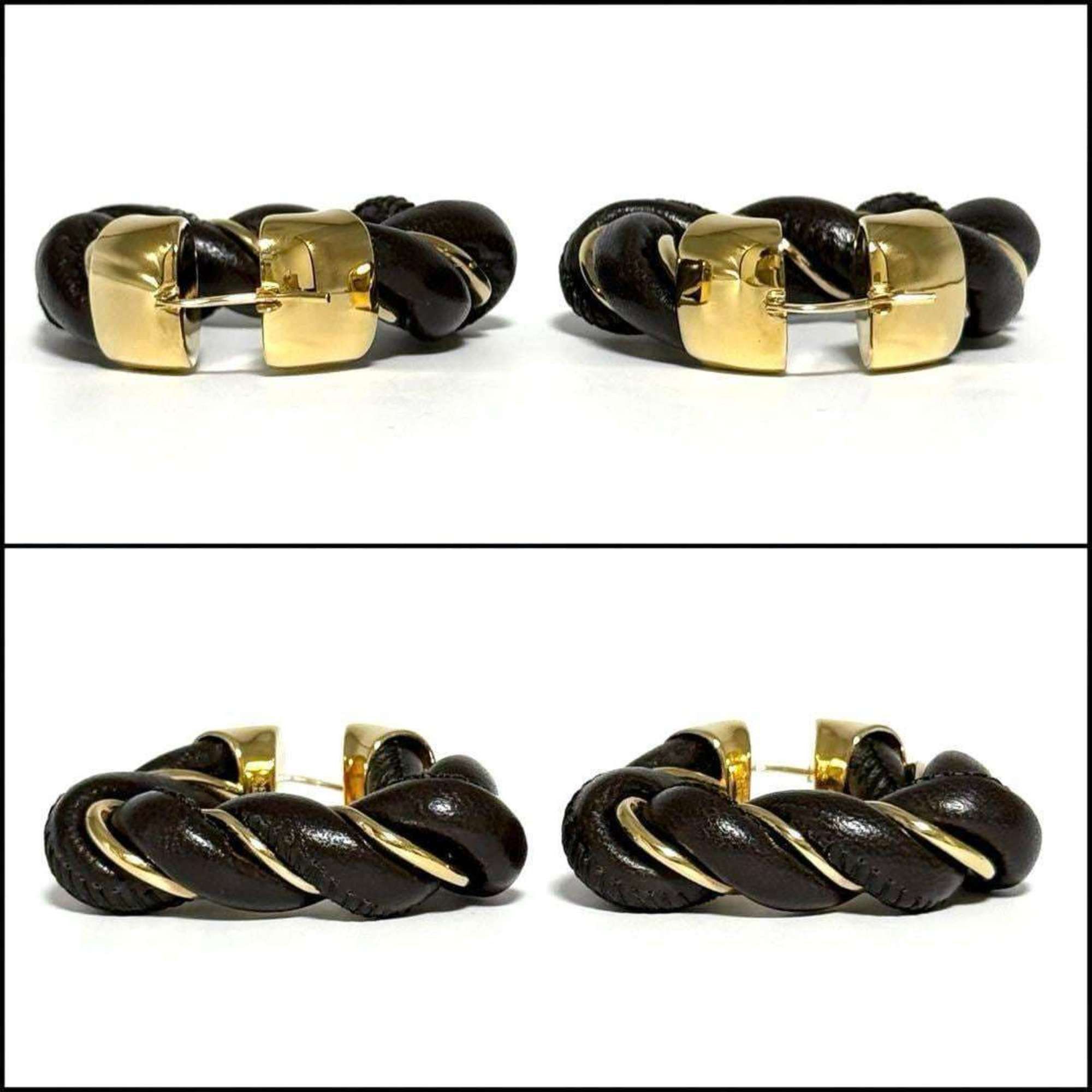 Bottega Veneta BOTTEGA VENETA Women's Hoop Triangle Twist Earrings in 925 Silver and Leather Size ONE SIZE - 5 Thumbnail
