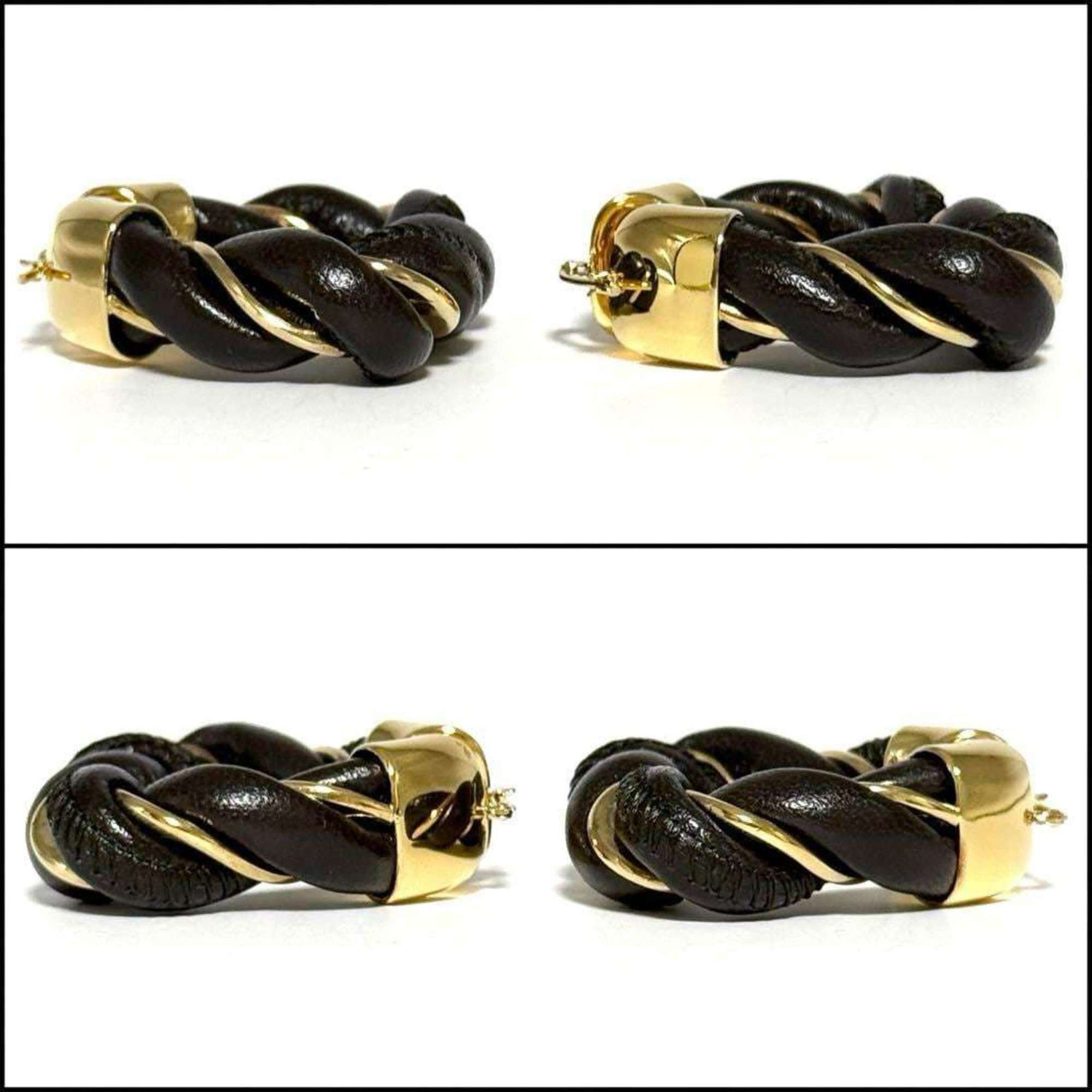 Bottega Veneta BOTTEGA VENETA Women's Hoop Triangle Twist Earrings in 925 Silver and Leather Size ONE SIZE - 6 Thumbnail
