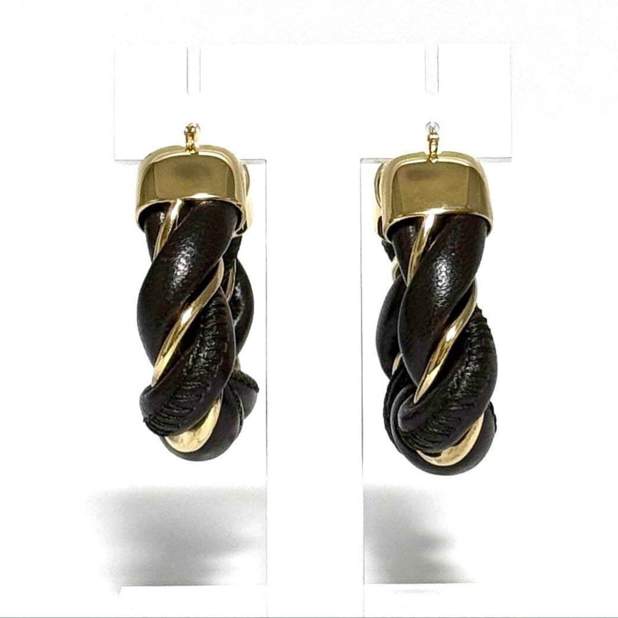 Bottega Veneta BOTTEGA VENETA Women's Hoop Triangle Twist Earrings in 925 Silver and Leather Size ONE SIZE - 4 Thumbnail