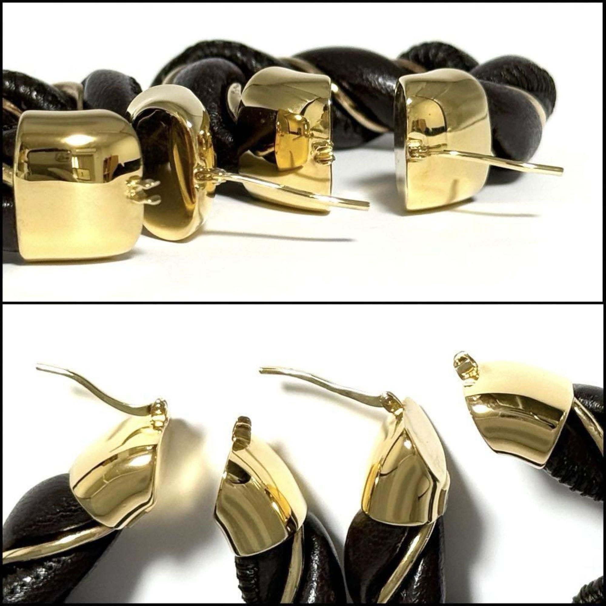 Bottega Veneta BOTTEGA VENETA Women's Hoop Triangle Twist Earrings in 925 Silver and Leather Size ONE SIZE - 7 Thumbnail