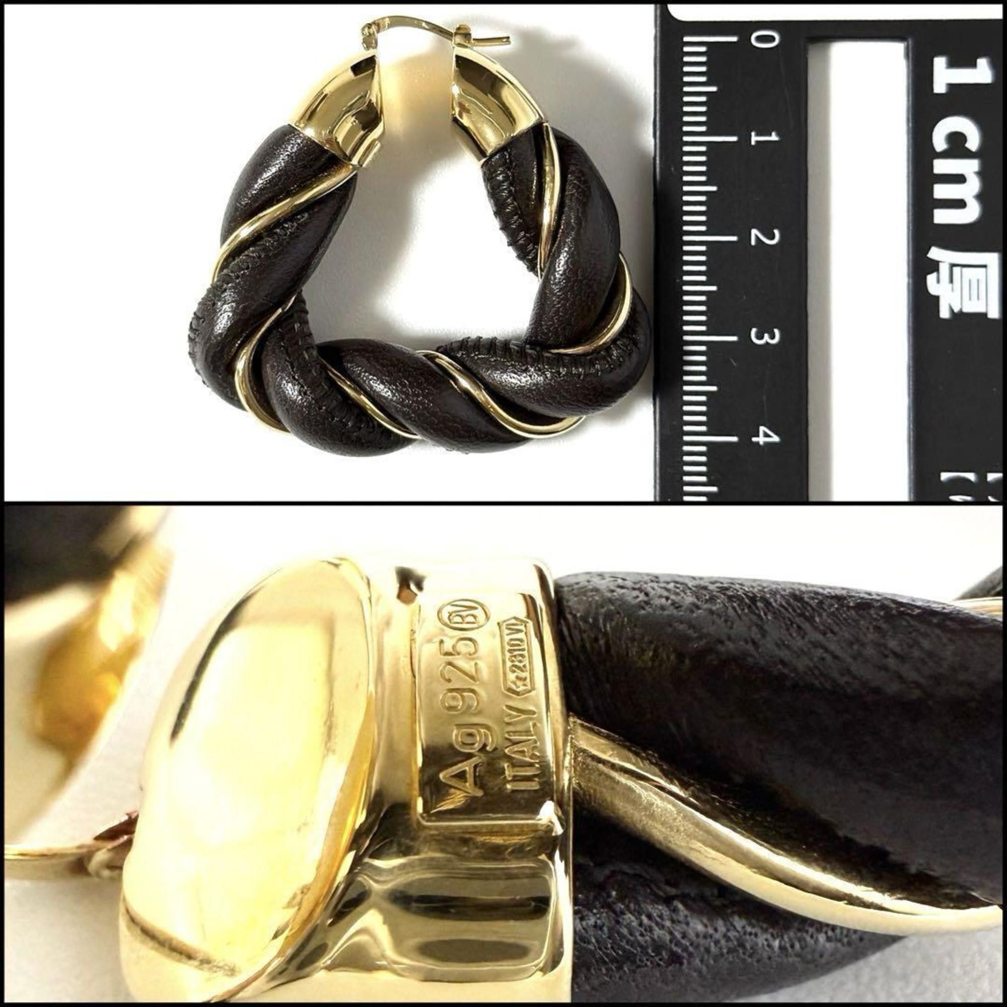 Bottega Veneta BOTTEGA VENETA Women's Hoop Triangle Twist Earrings in 925 Silver and Leather Size ONE SIZE - 8 Thumbnail