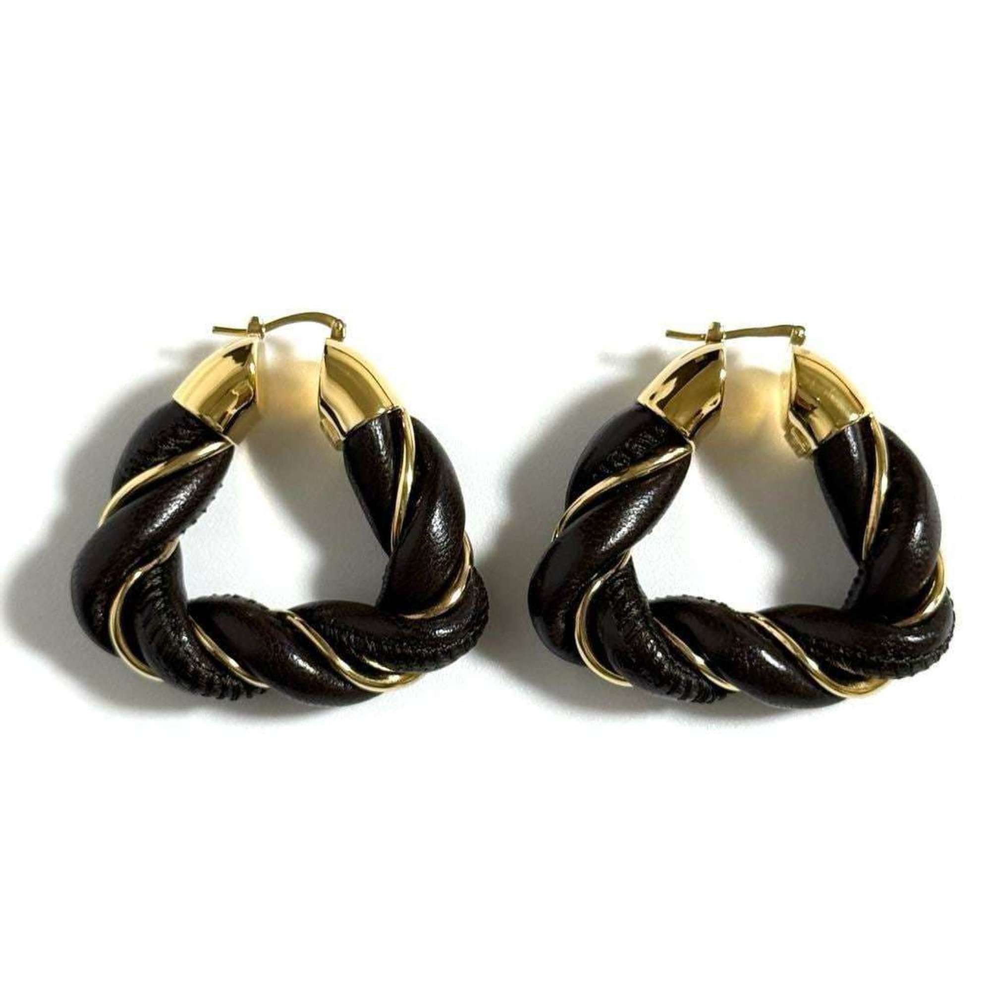 Bottega Veneta BOTTEGA VENETA Women's Hoop Triangle Twist Earrings in 925 Silver and Leather Size ONE SIZE - 2 Thumbnail