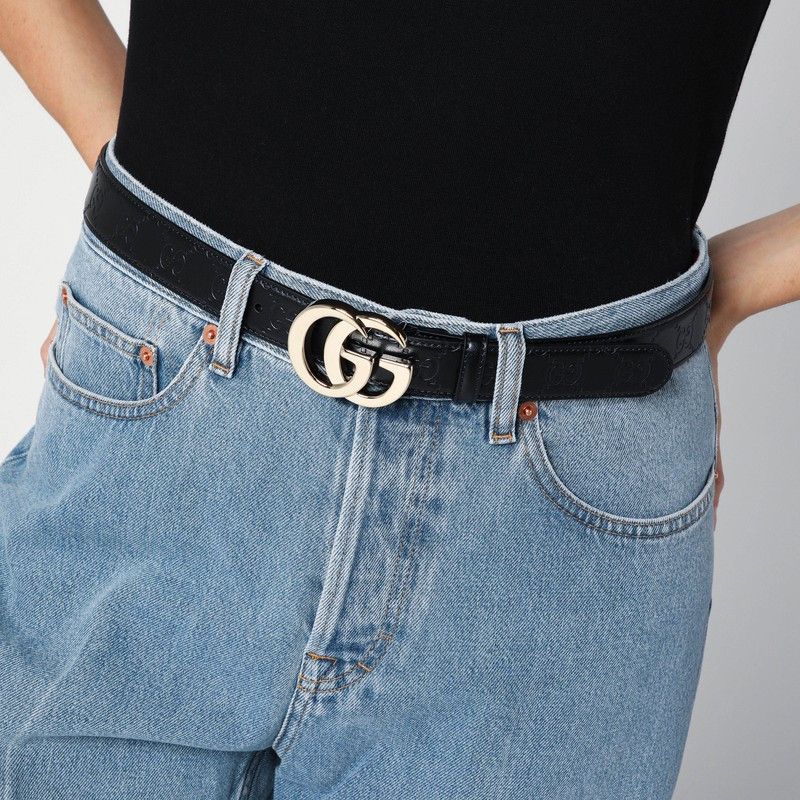 Gucci Gucci Gg Milano Black Leather Belt Size ONE SIZE - 2 Thumbnail