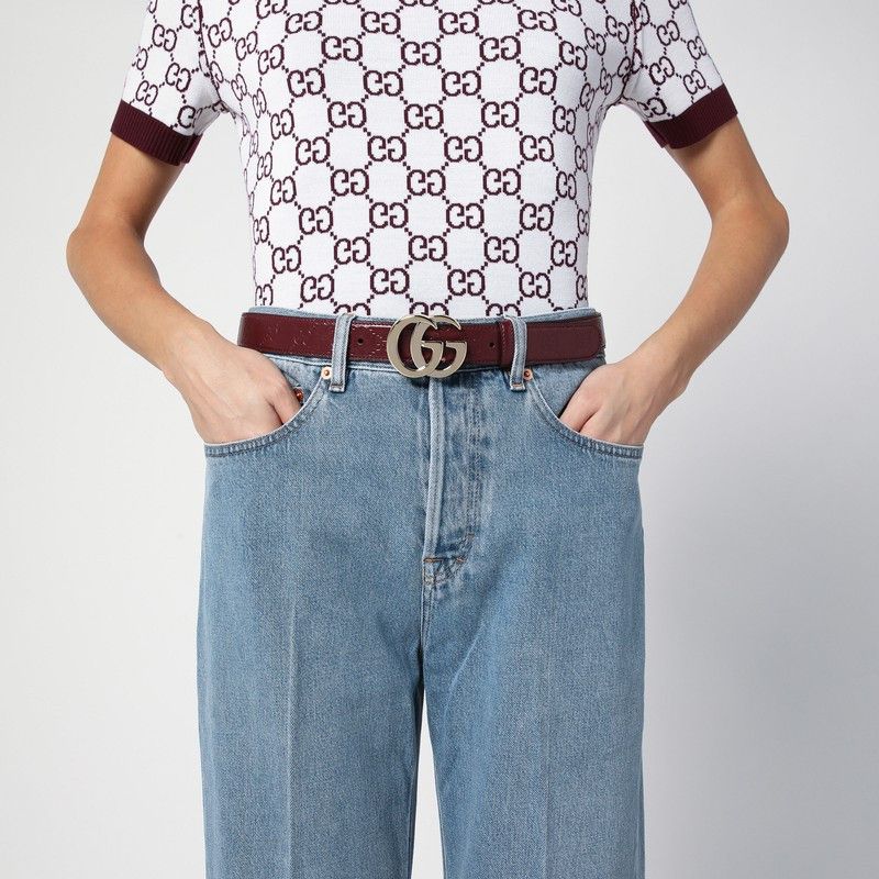 Gucci Gucci Gg Milano Rosso Ancora Leather Belt Size ONE SIZE - 2 Thumbnail