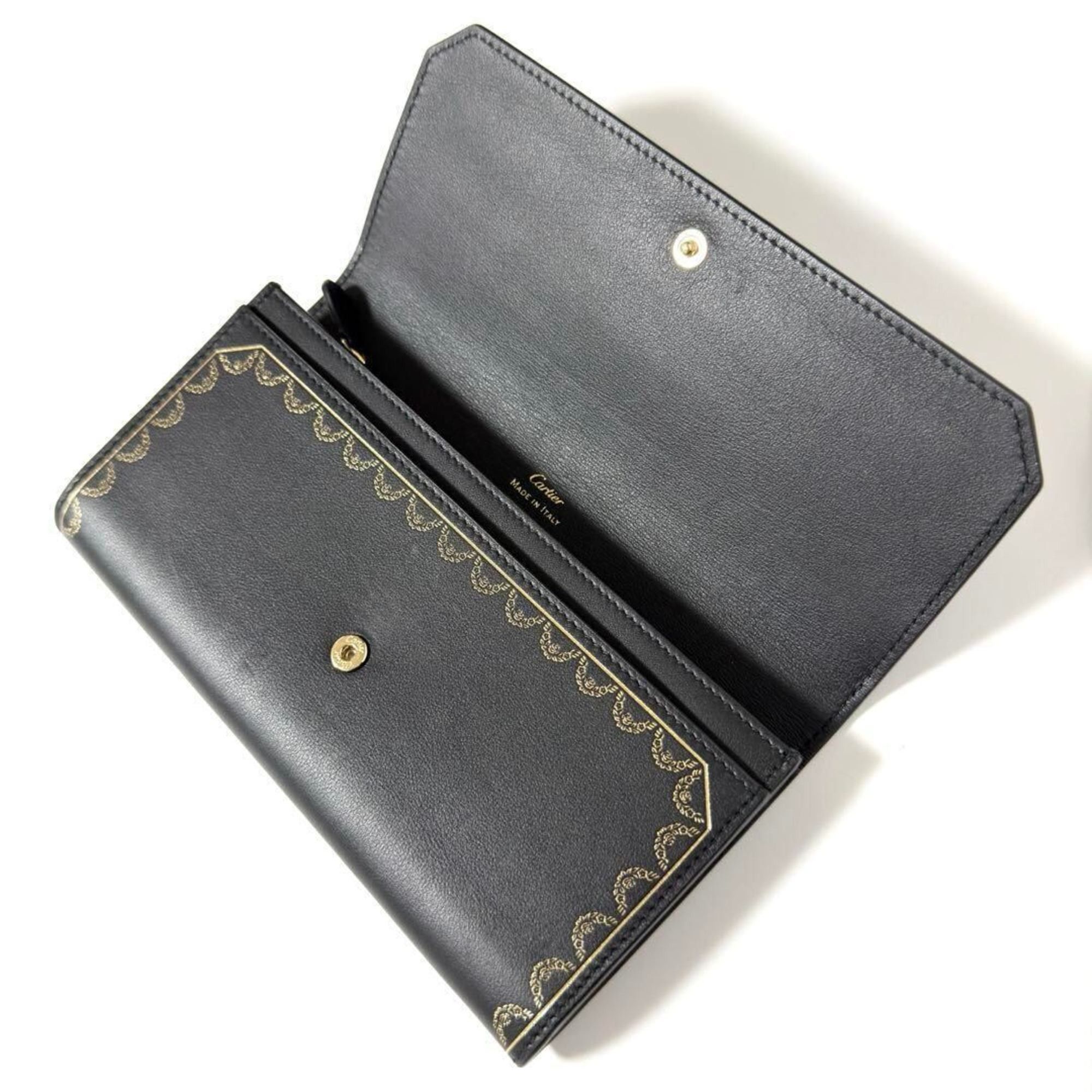 Cartier Cartier Women's Wallet Long Garland Leather Black Size ONE SIZE - 3 Thumbnail