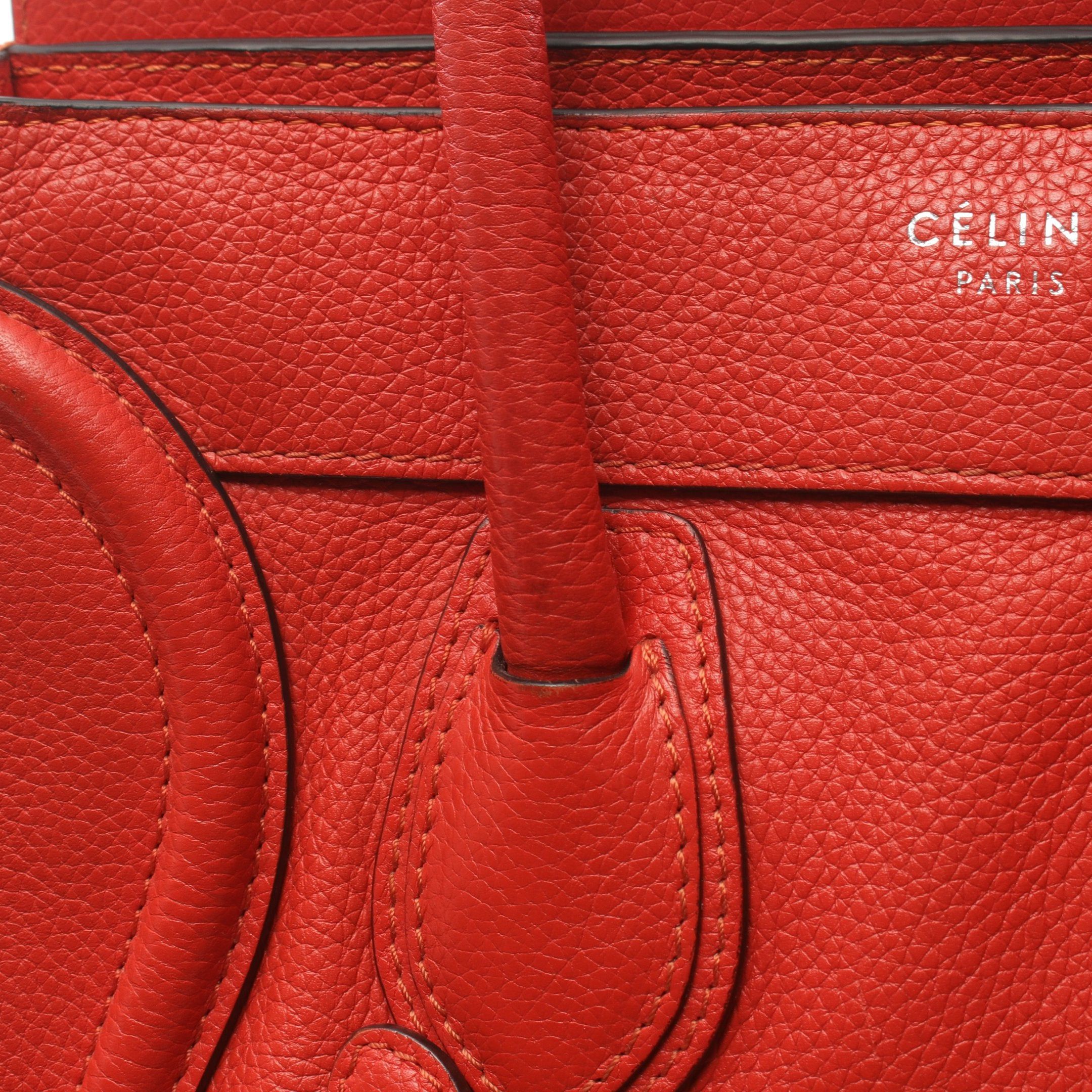 Celine Celine Luggage Micro Shopper Handbag Tote Bag Leather Orange Red Size ONE SIZE - 9 Thumbnail