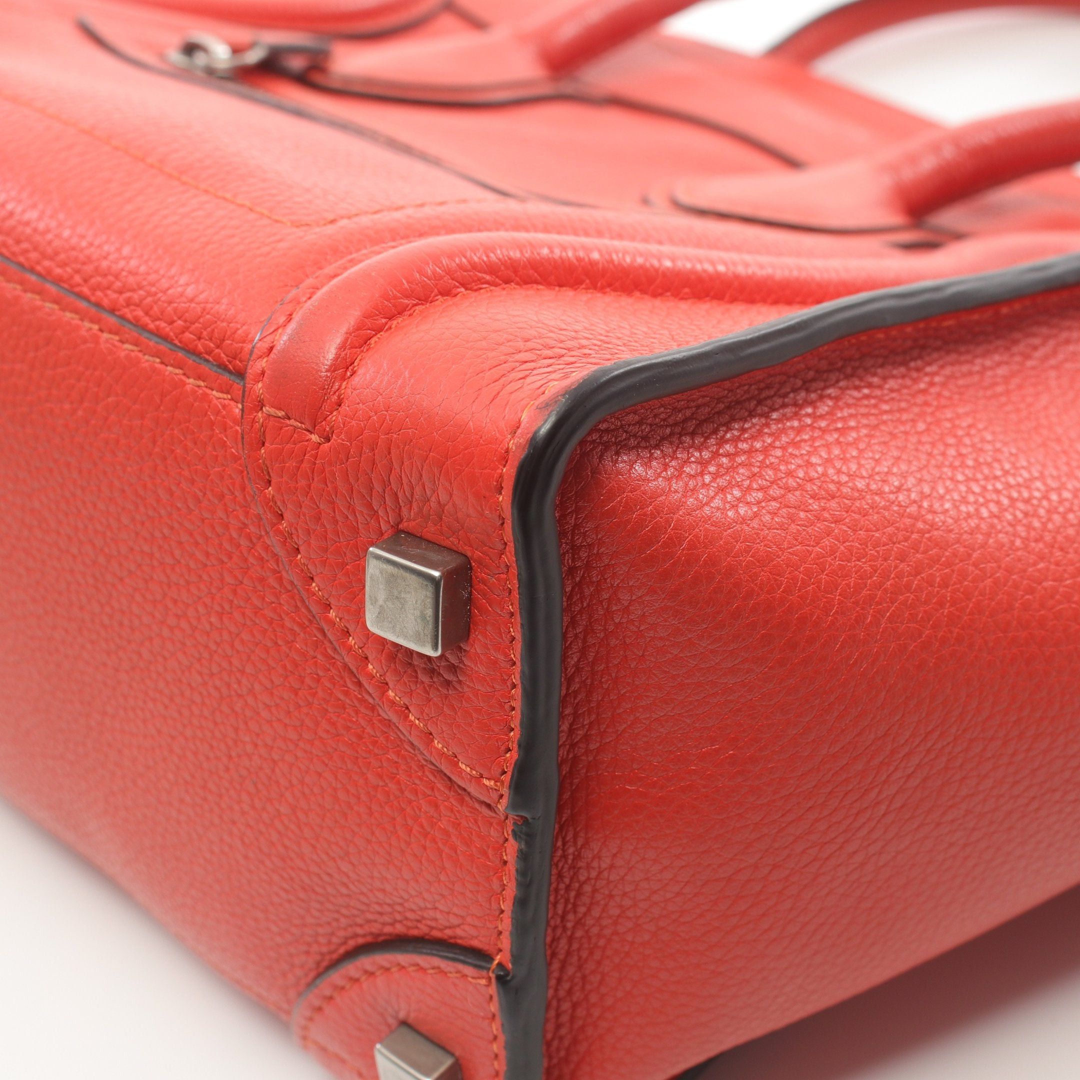 Celine Celine Luggage Micro Shopper Handbag Tote Bag Leather Orange Red Size ONE SIZE - 5 Thumbnail