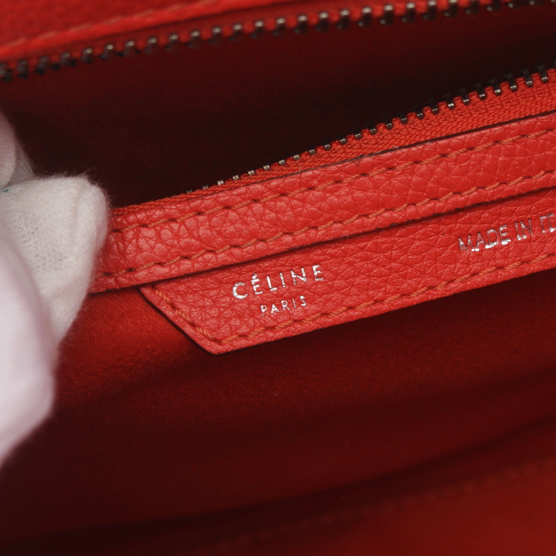 Celine Celine Luggage Micro Shopper Handbag Tote Bag Leather Orange Red Size ONE SIZE - 4 Thumbnail